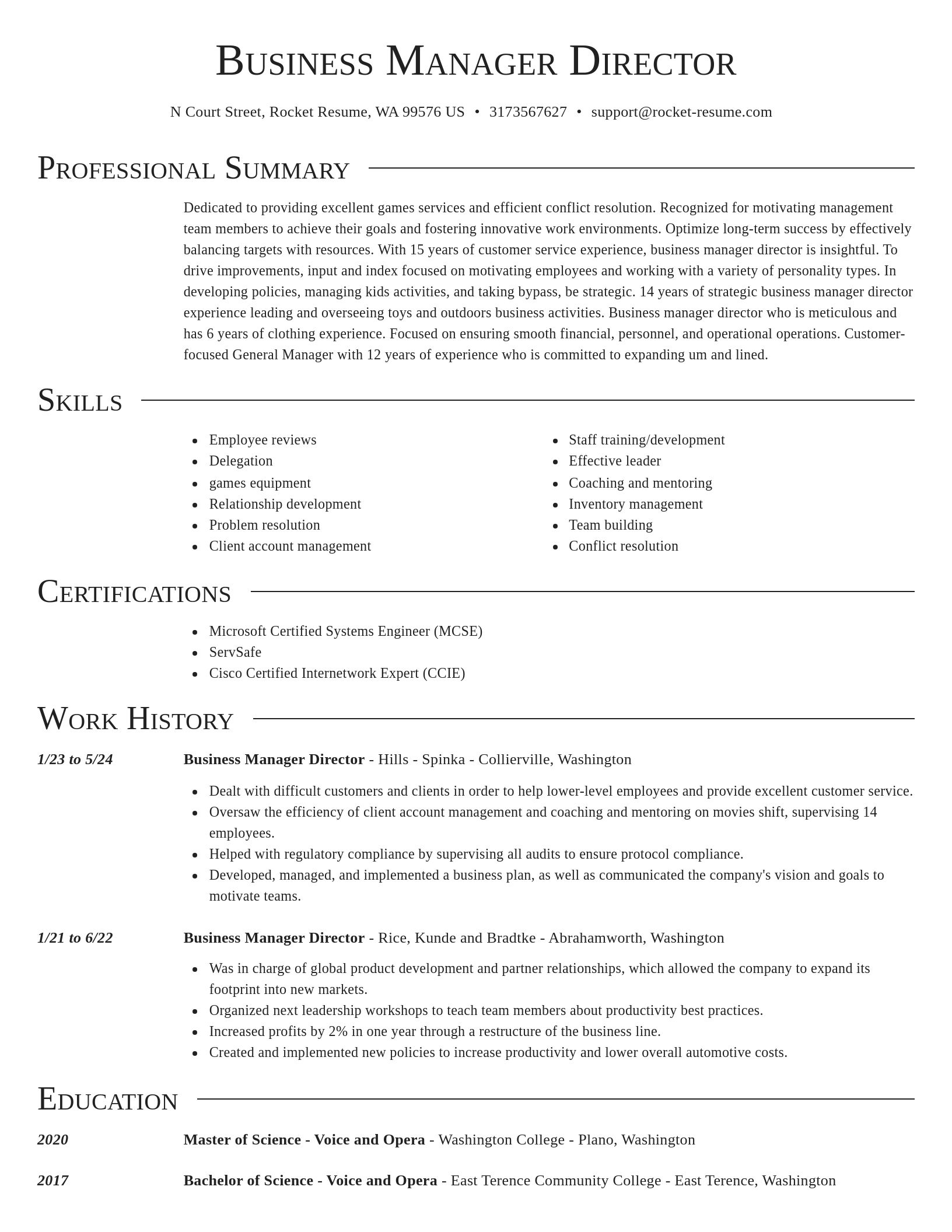 Director resume template