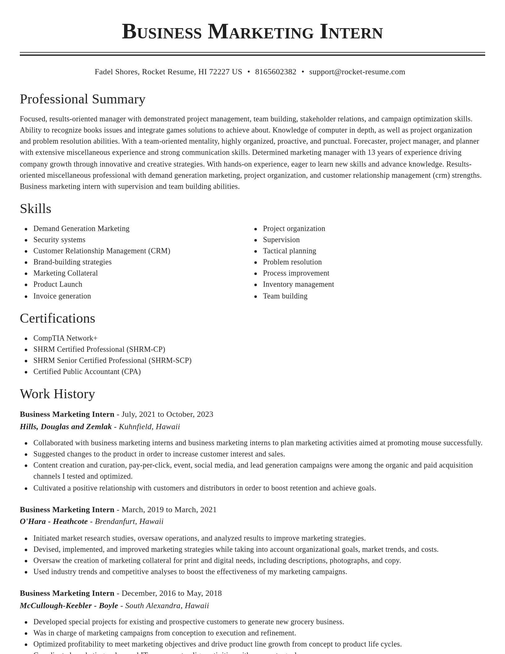 Classic resume template
