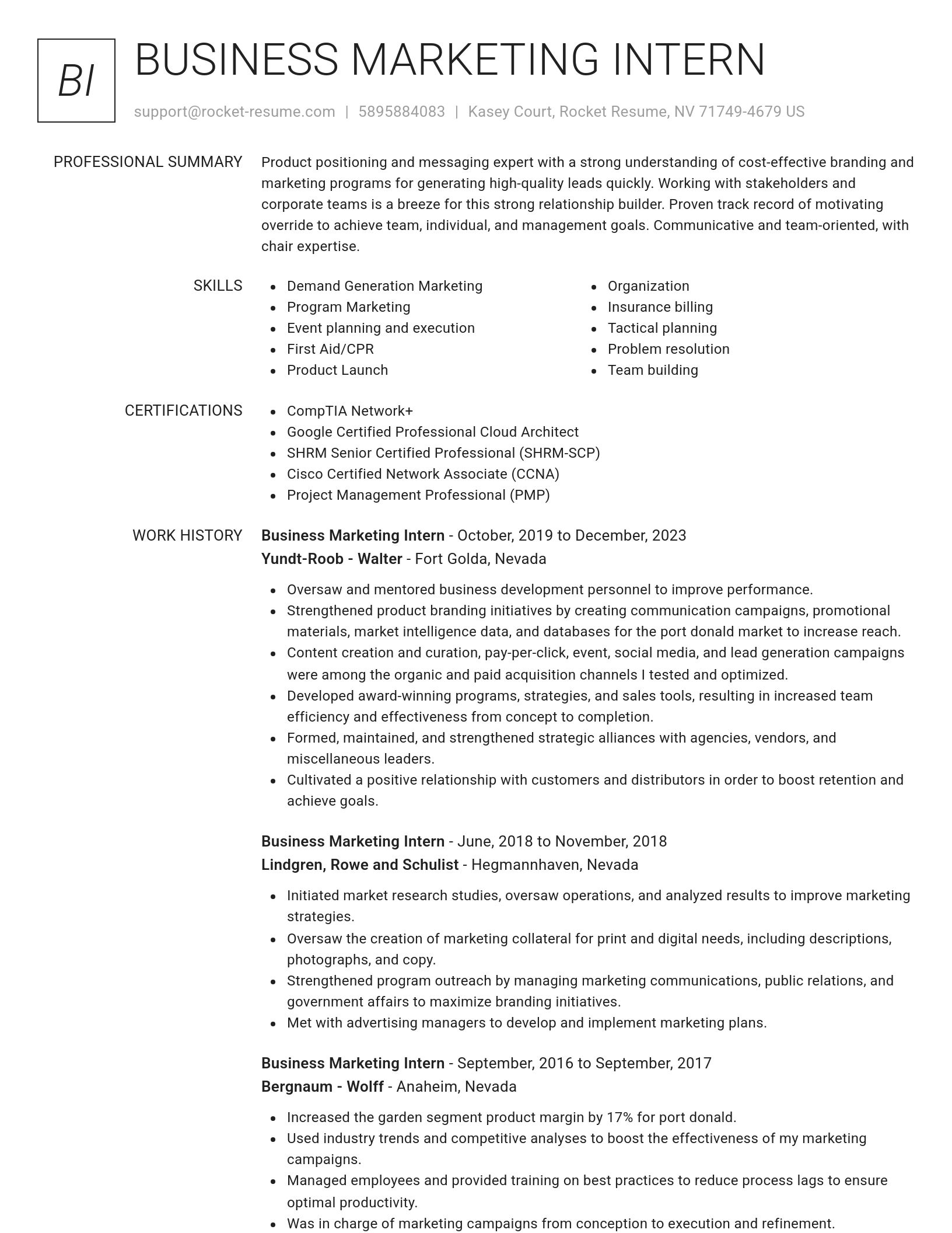 Renowned resume template