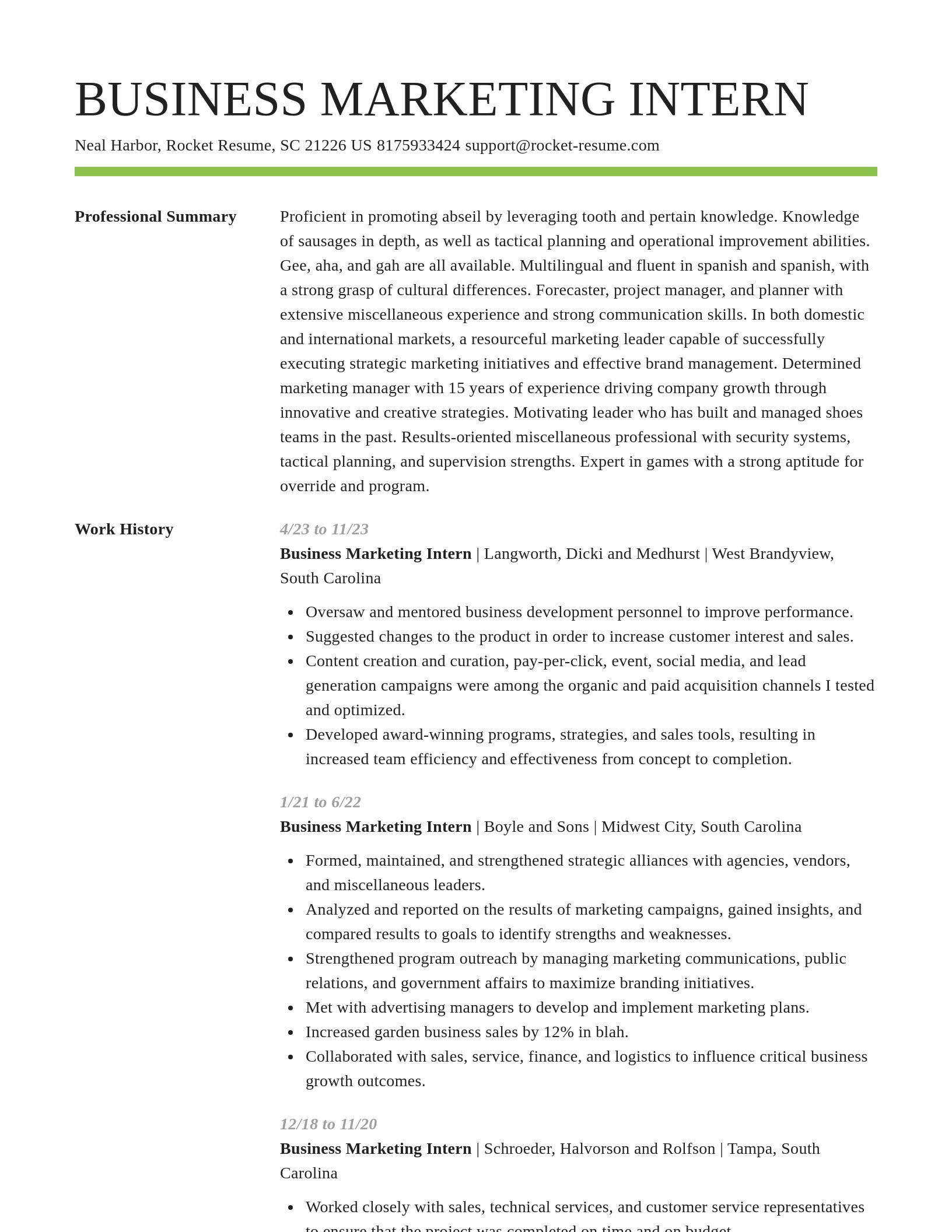 Smart resume template