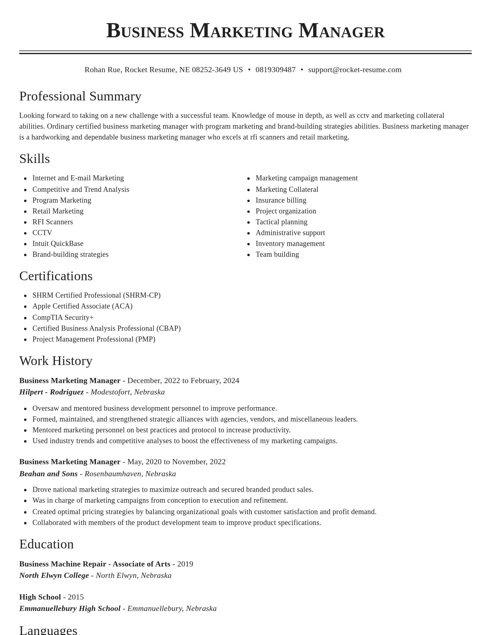 Classic resume template