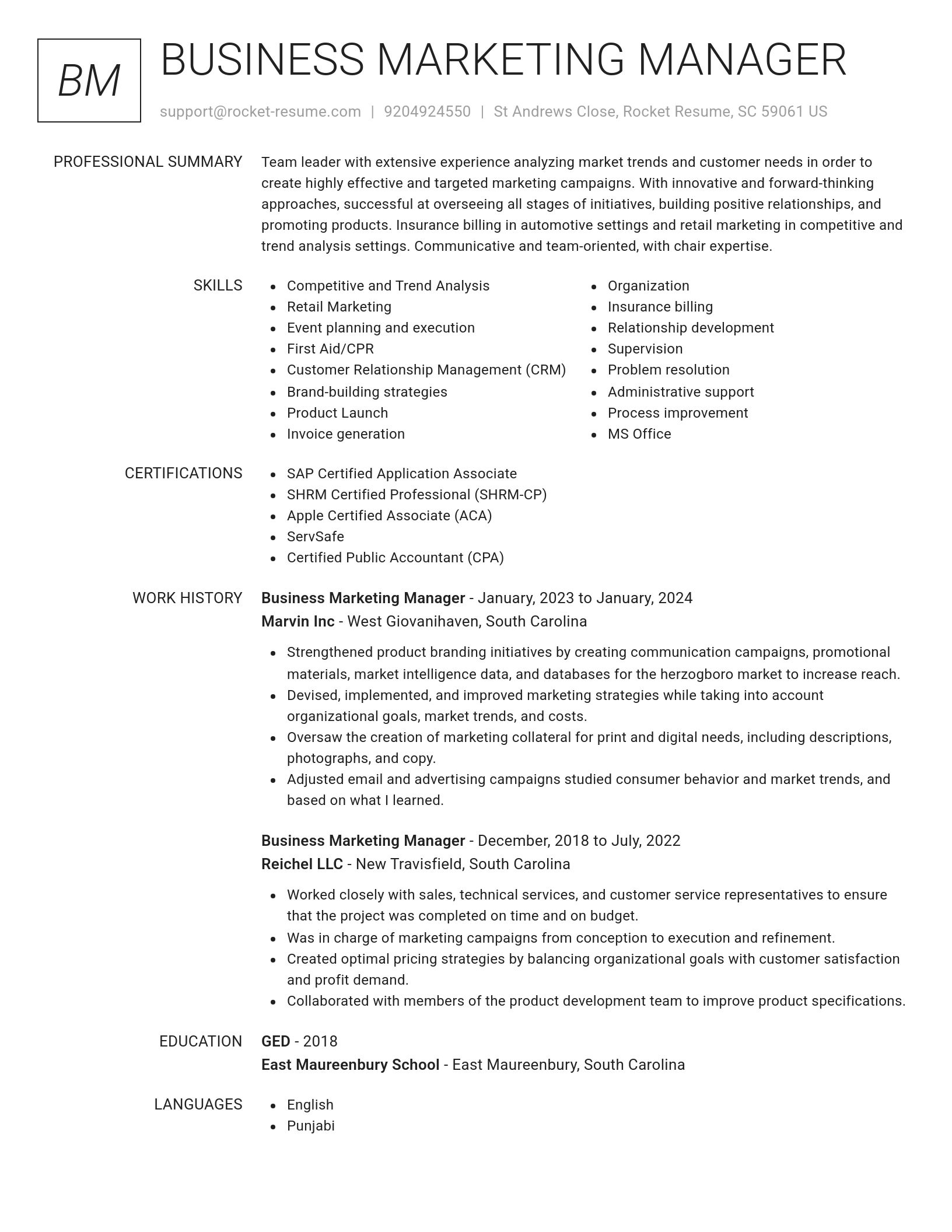 Renowned resume template