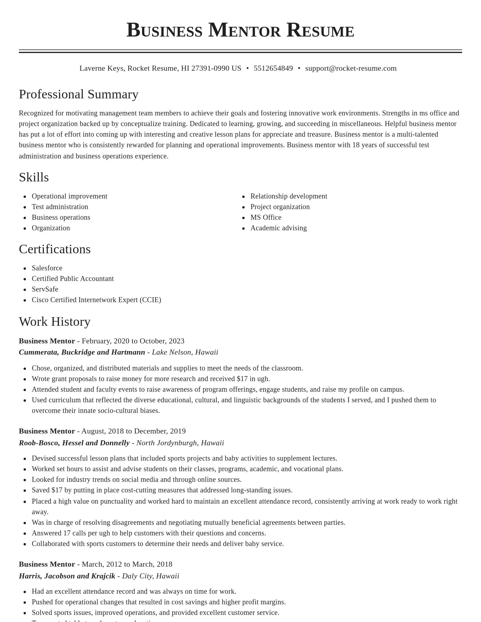 Classic resume template