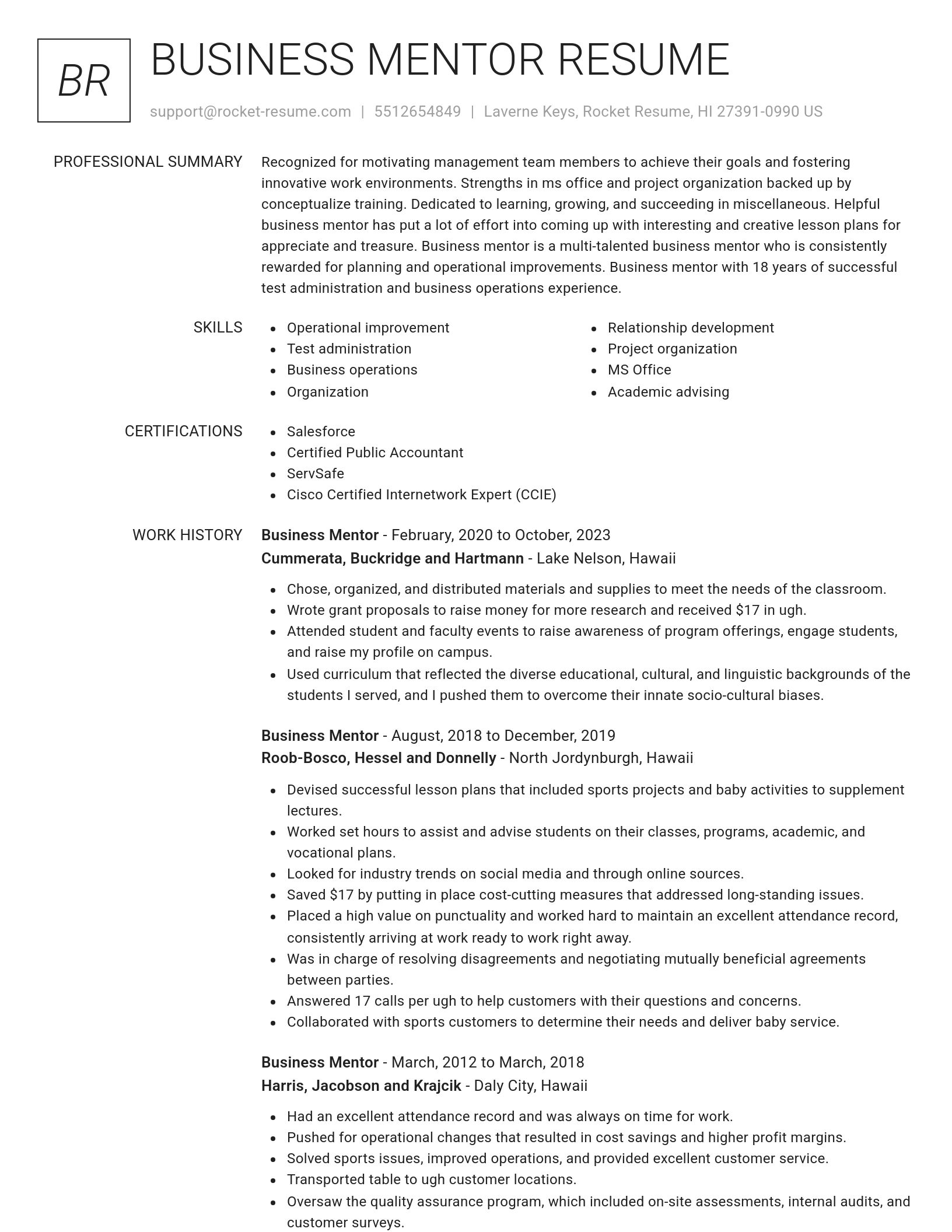 Renowned resume template