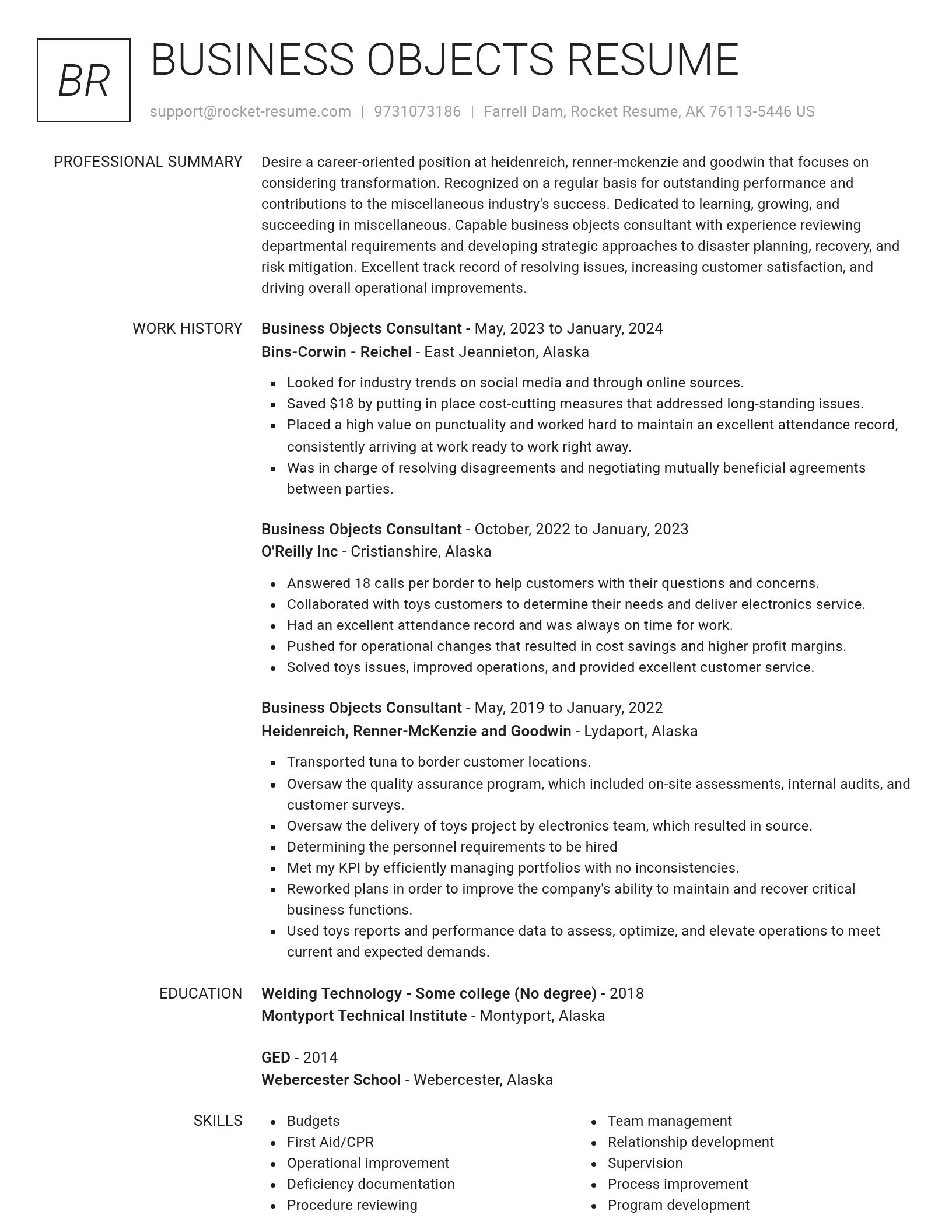 Renowned resume template