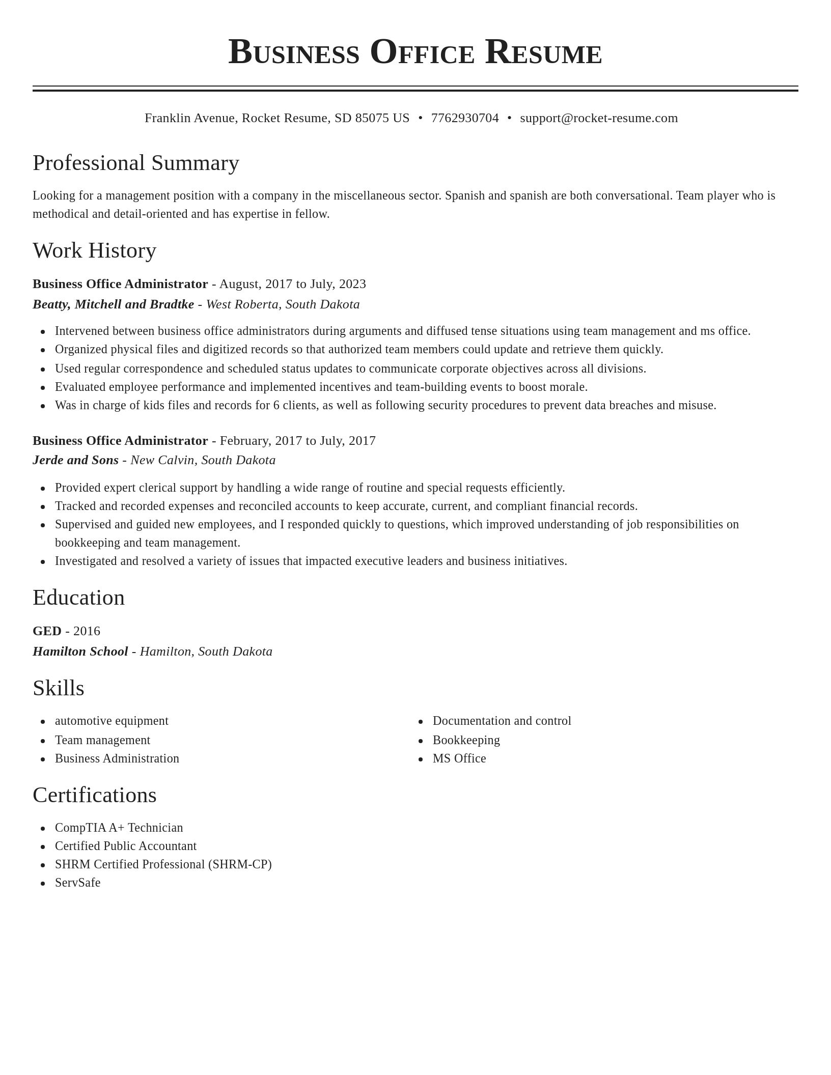 Classic resume template