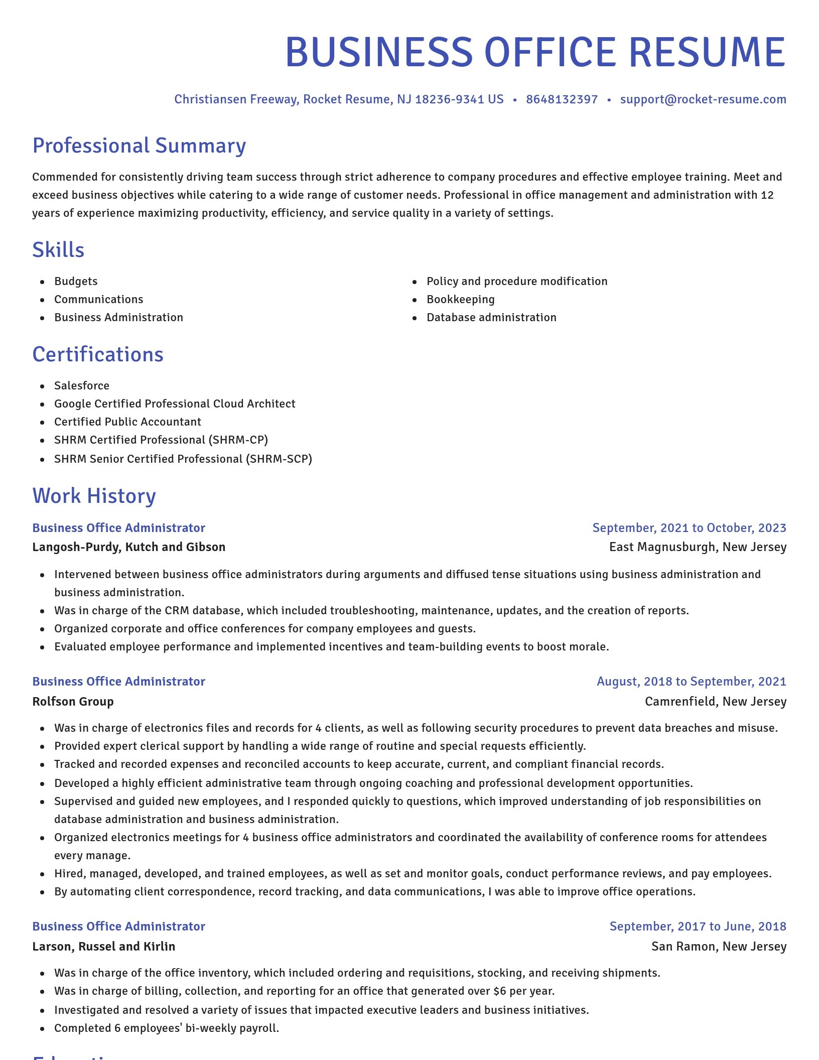 Novel resume template