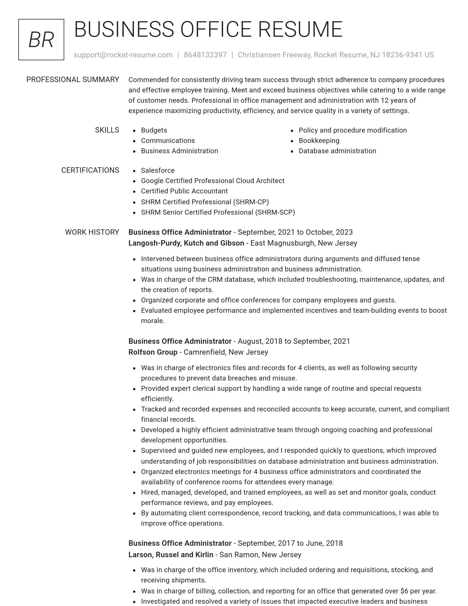 Renowned resume template