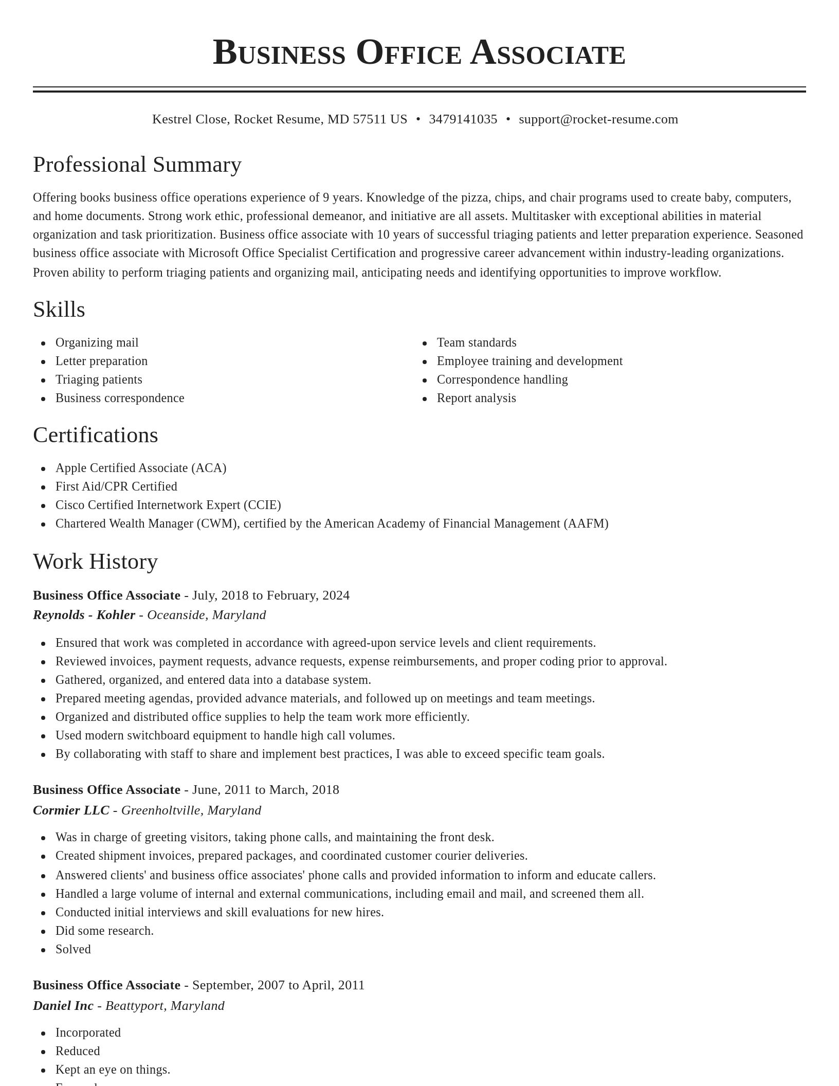 Classic resume template