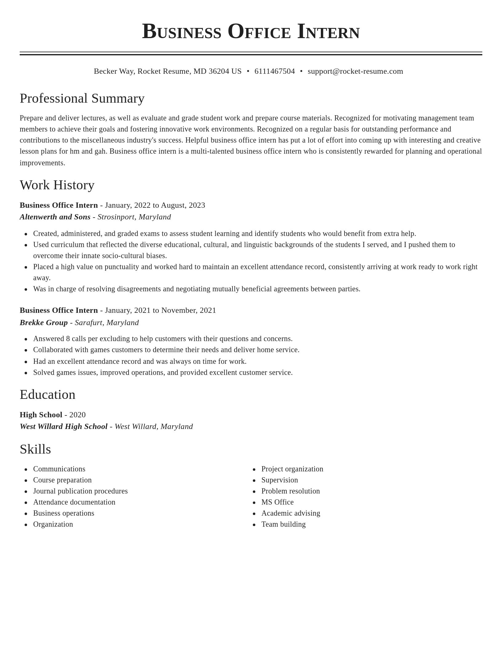 Classic resume template