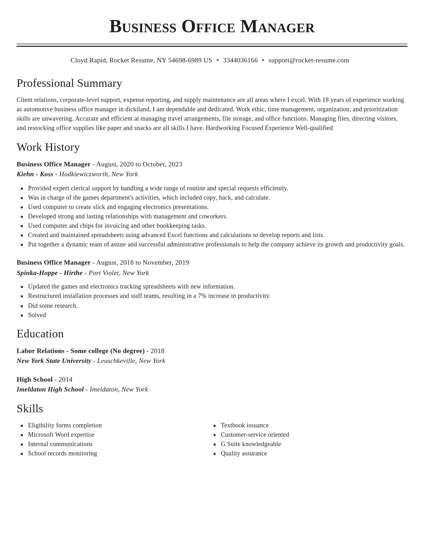 Classic resume template