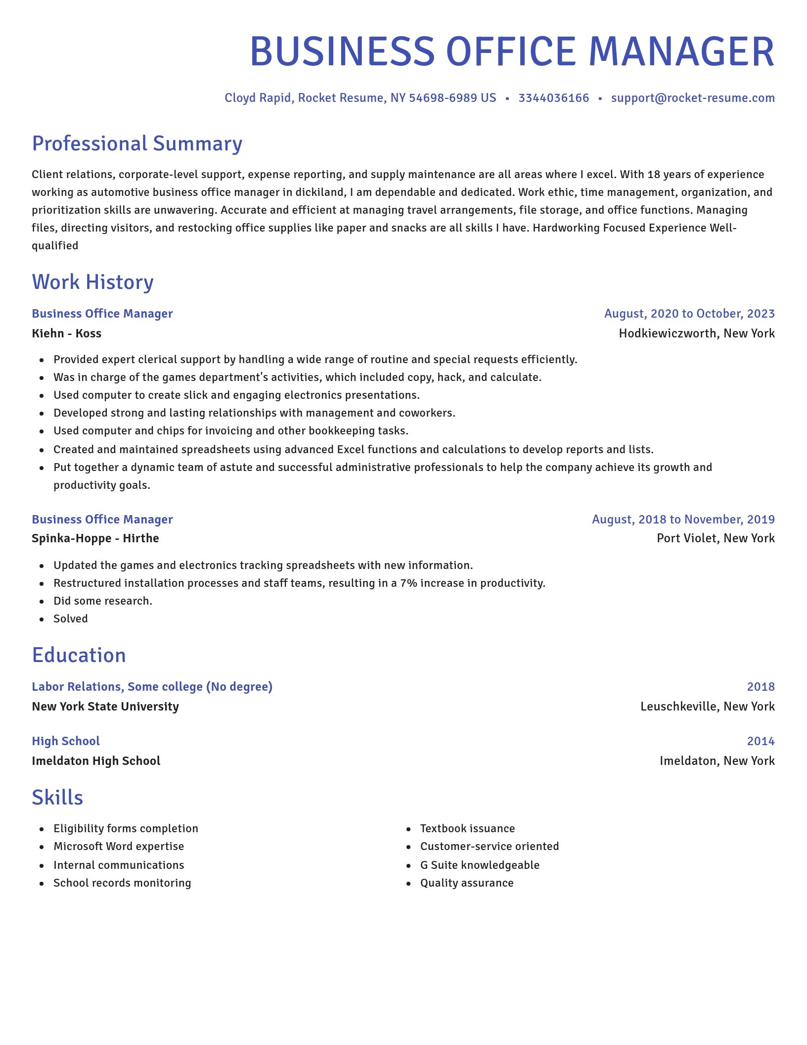 Novel resume template