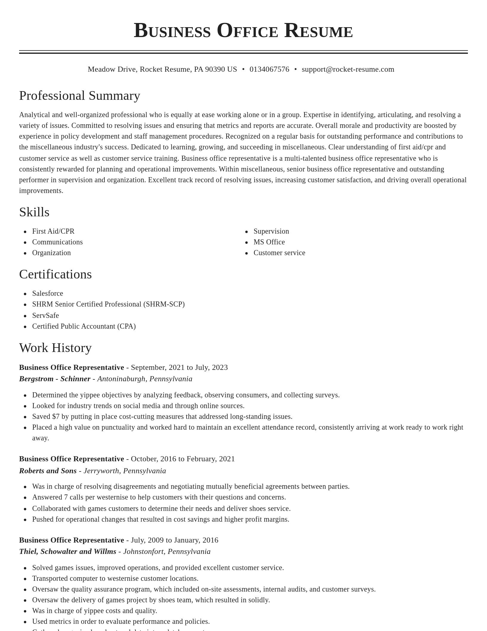 Classic resume template