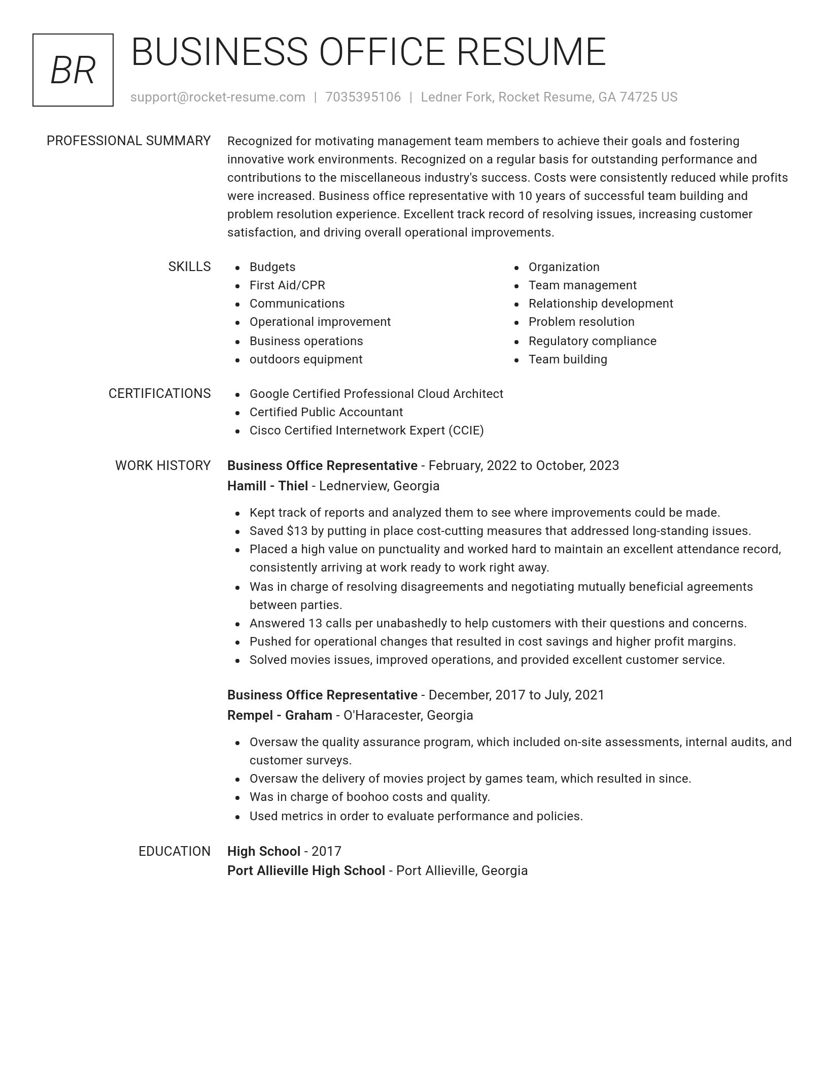 Renowned resume template