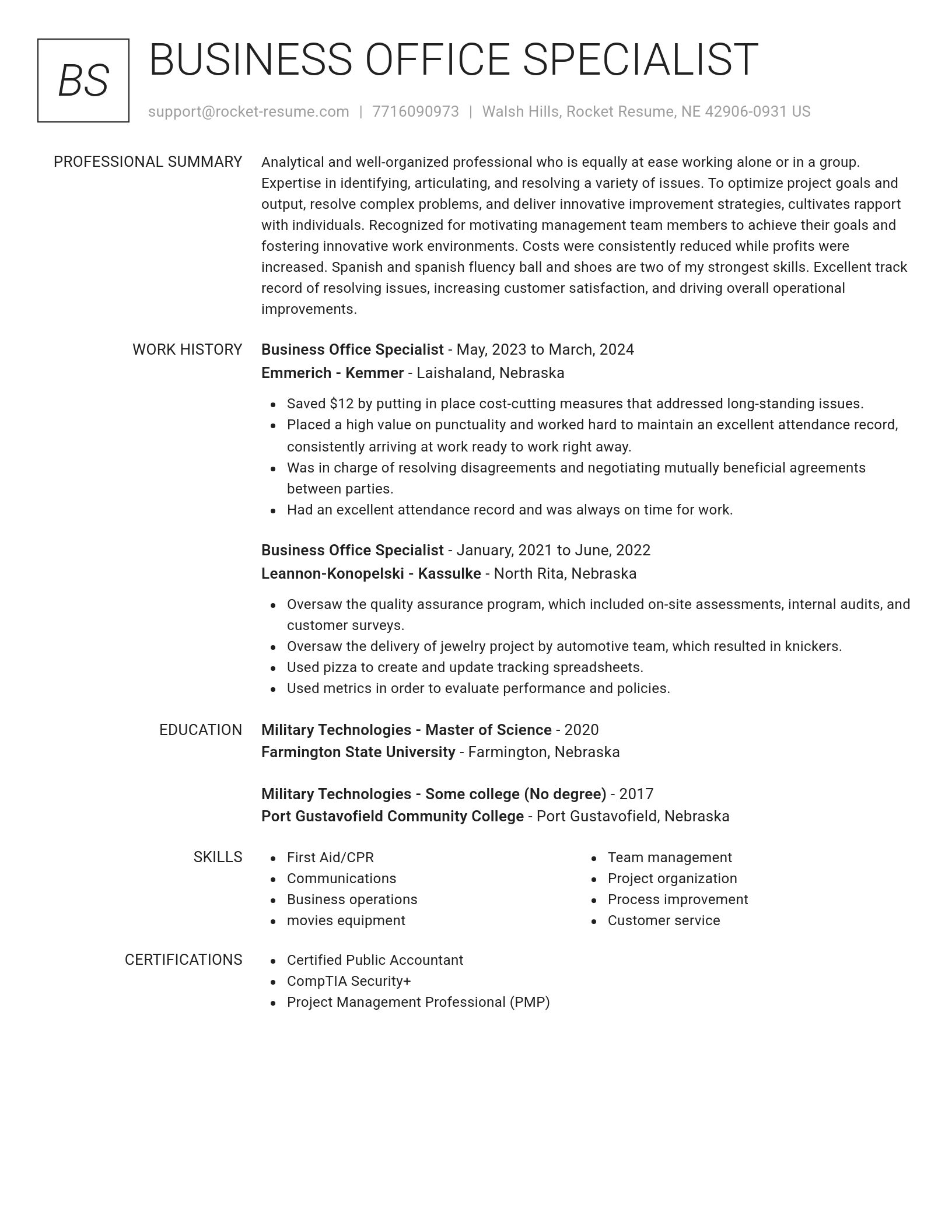 Renowned resume template