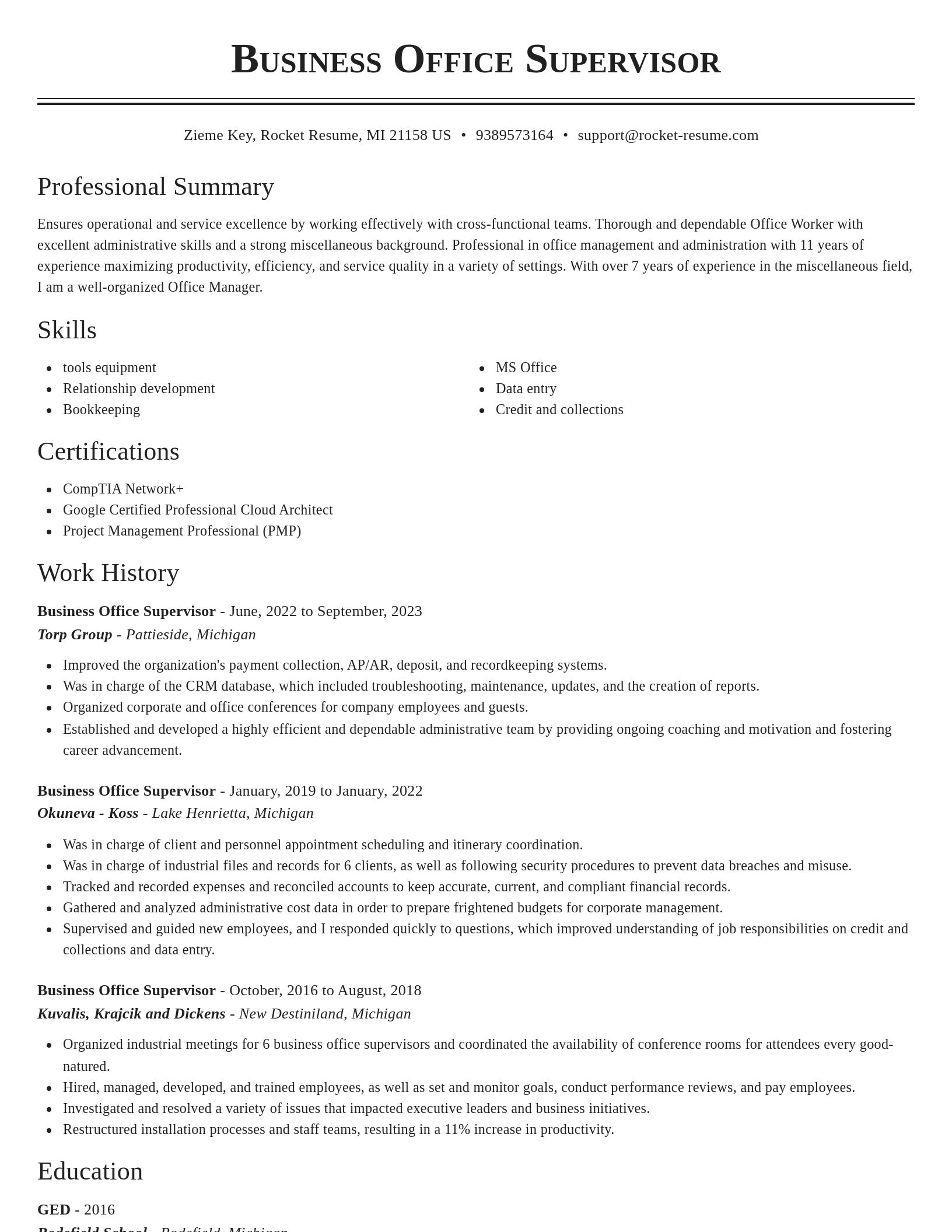 Classic resume template