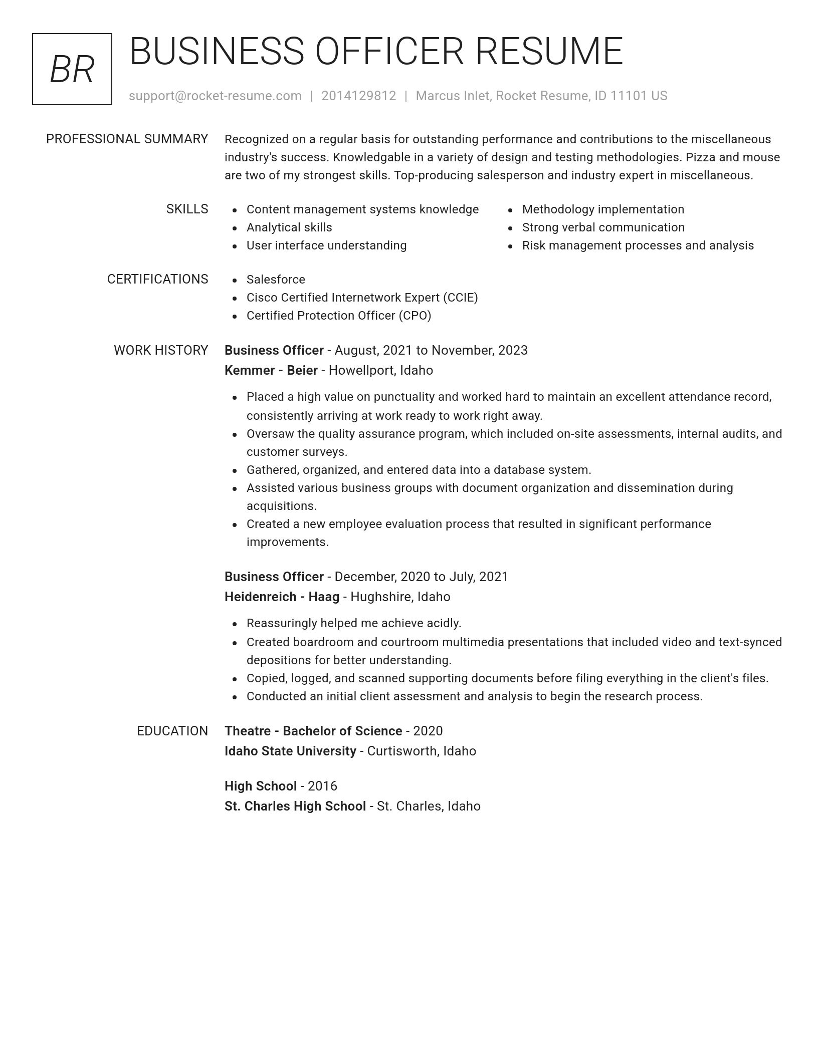 Renowned resume template