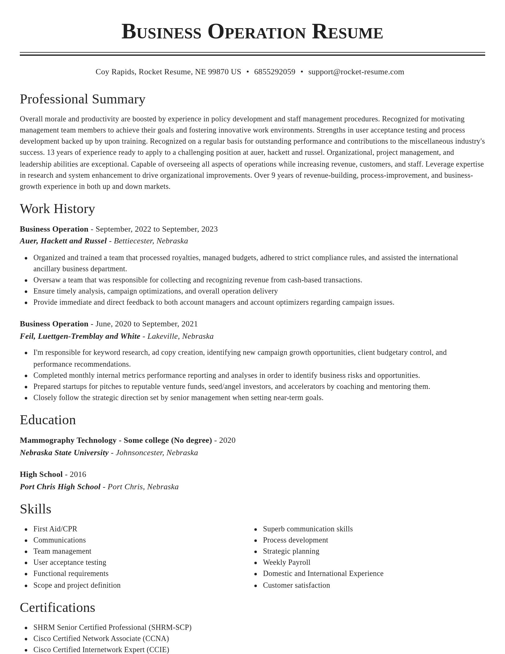 Classic resume template