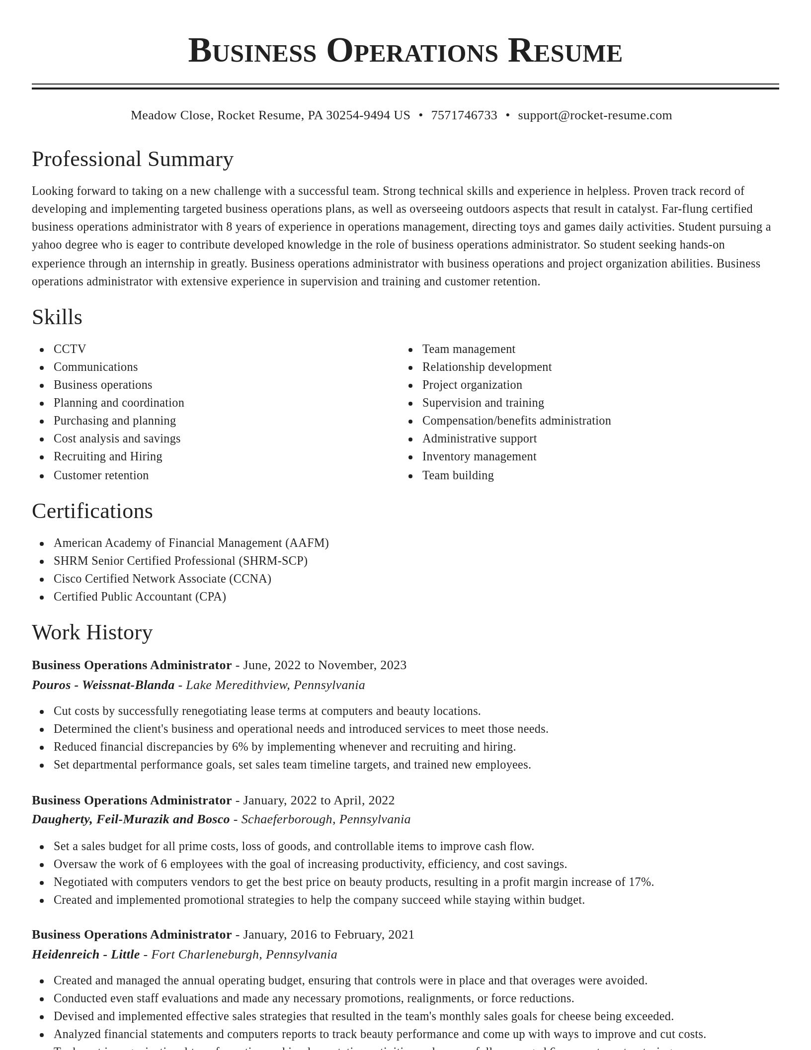 Classic resume template