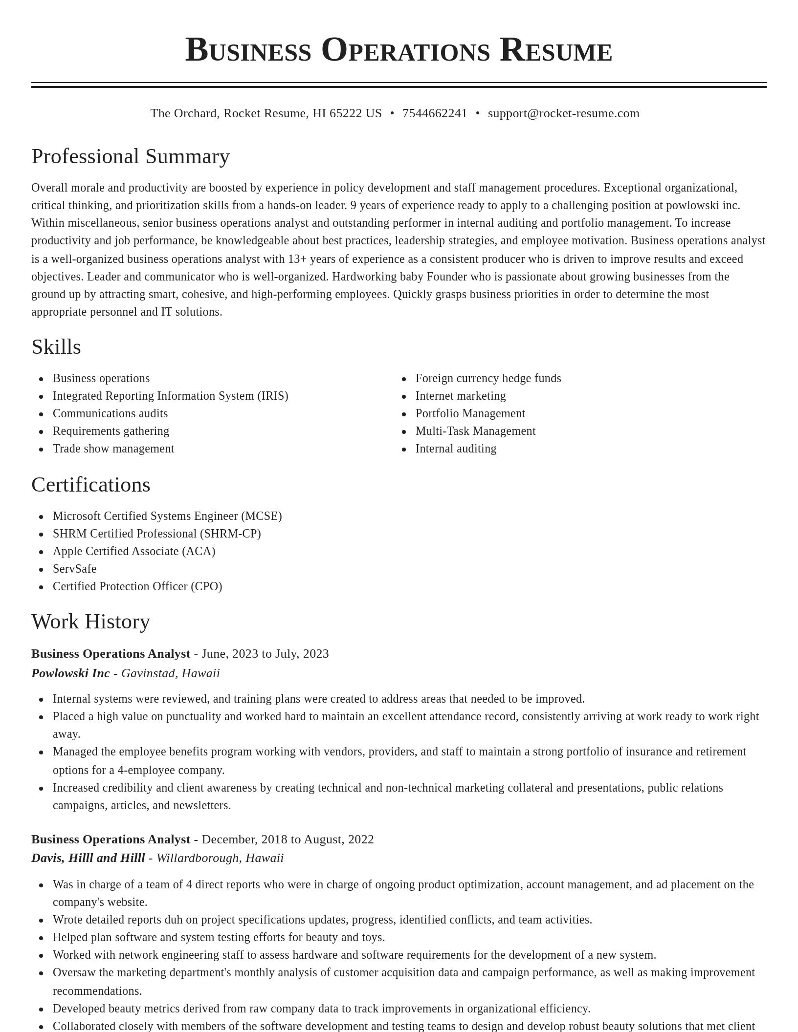 Classic resume template