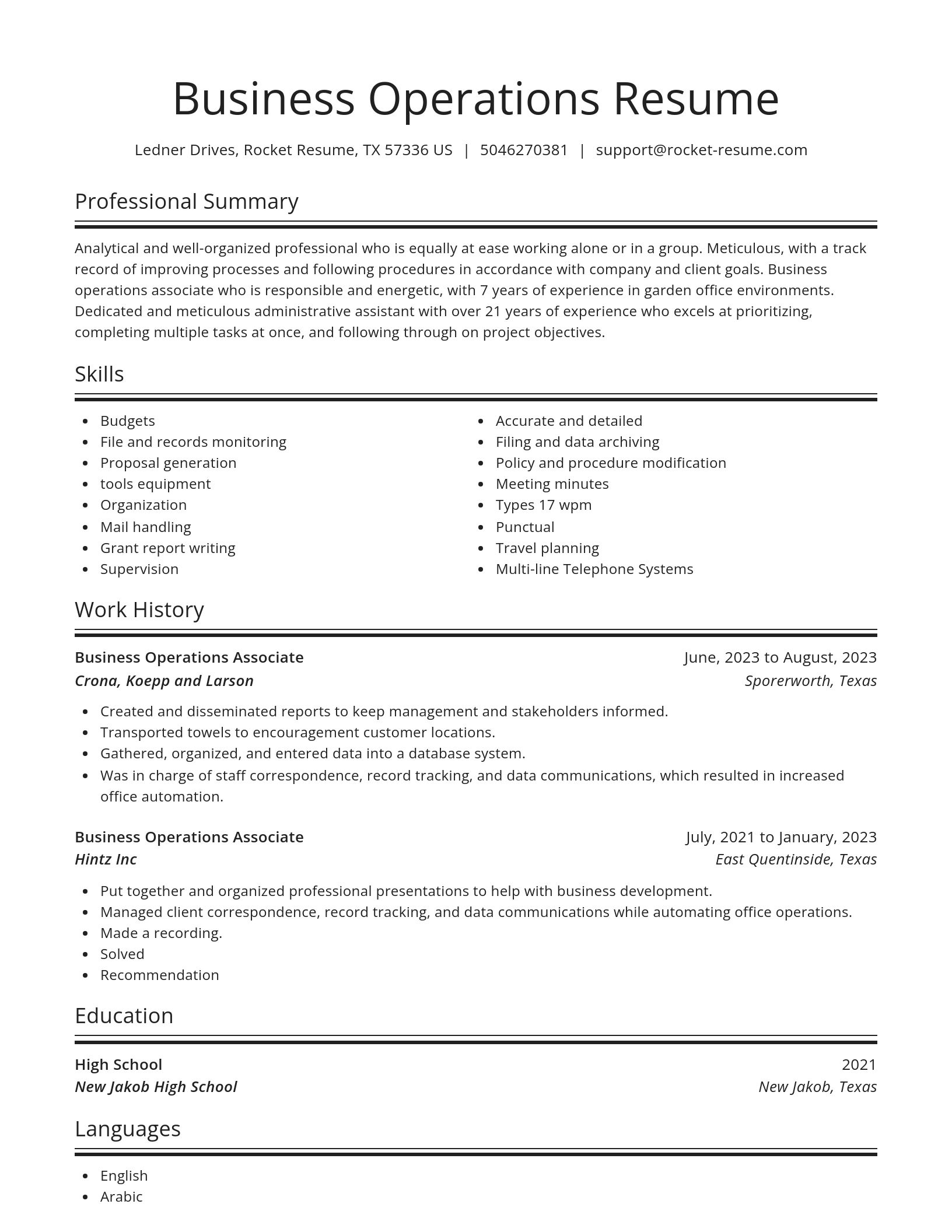 Spotlight resume template