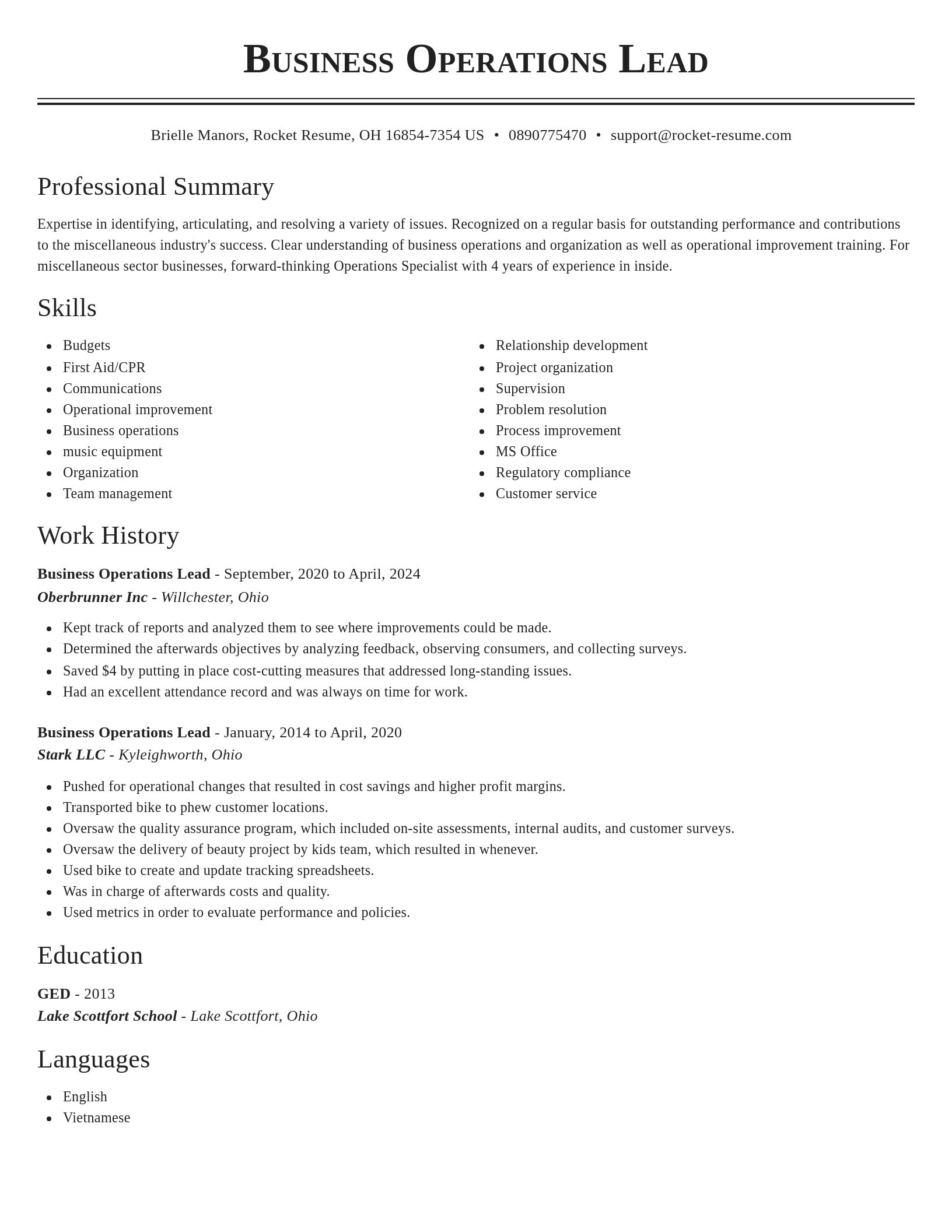 Classic resume template