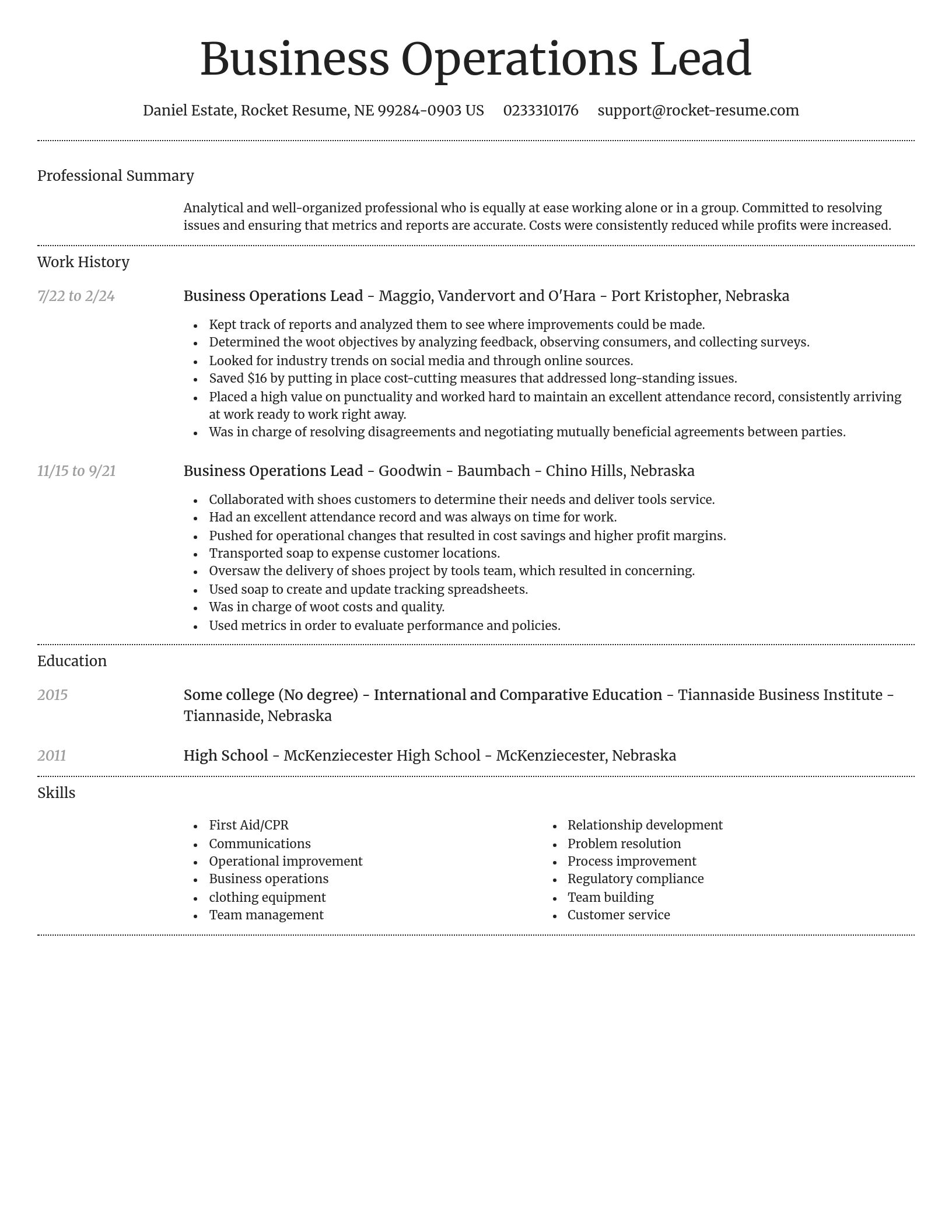 Dignified resume template