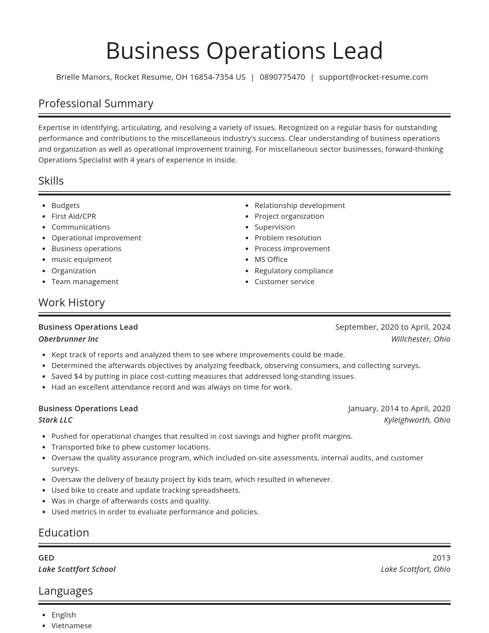 Spotlight resume template