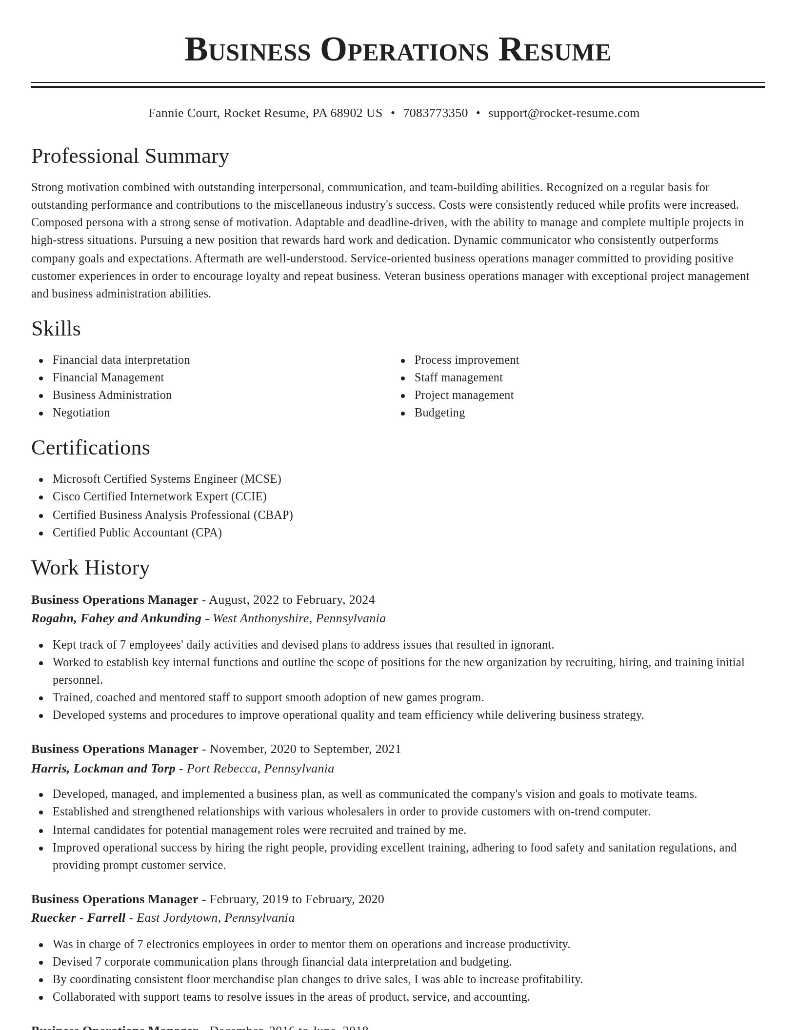 Classic resume template