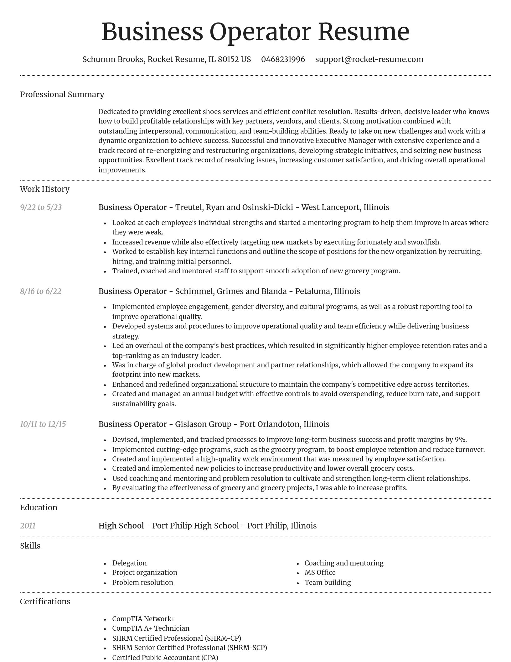 Dignified resume template
