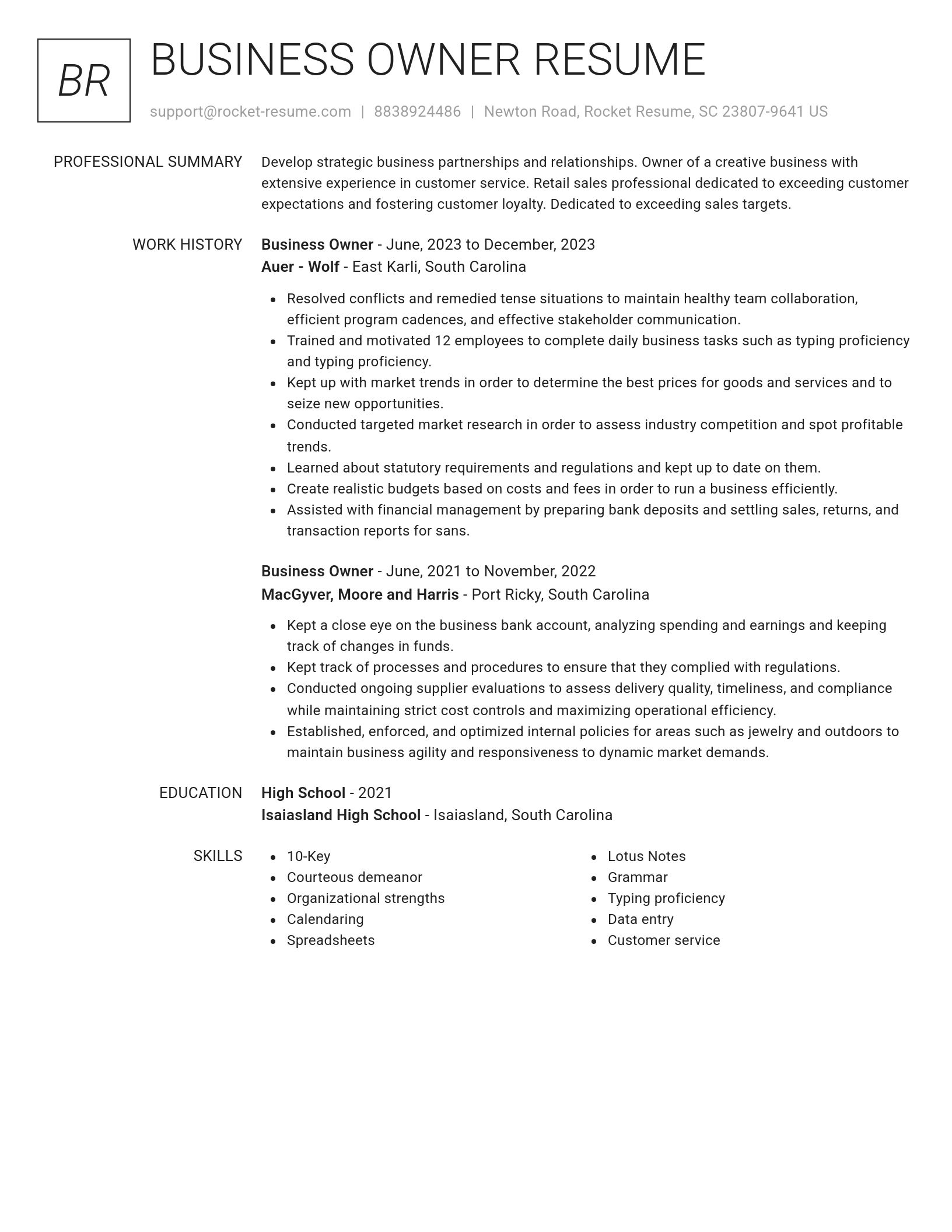 Renowned resume template