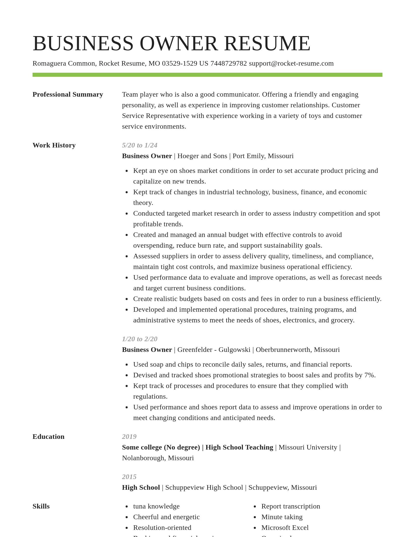 Smart resume template