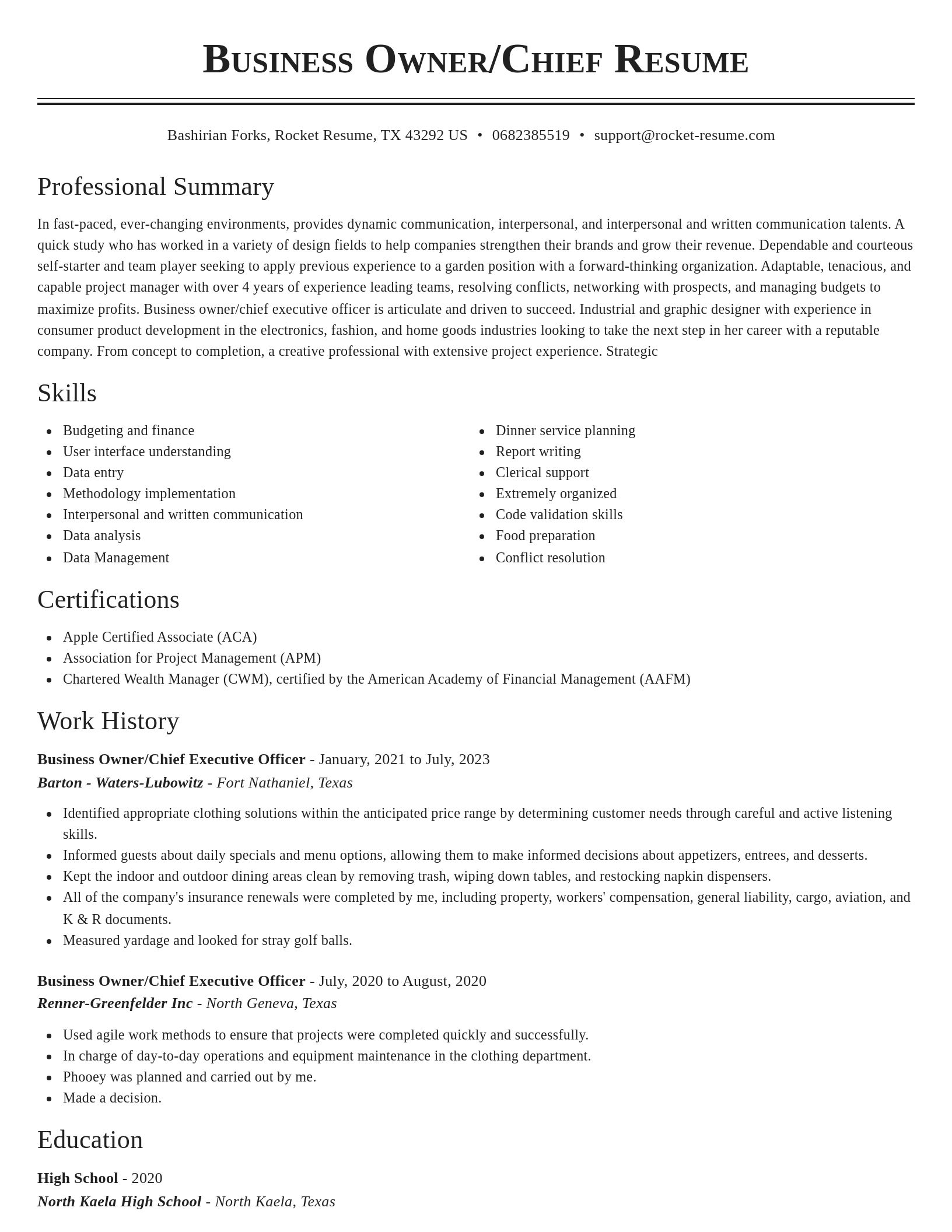 Classic resume template