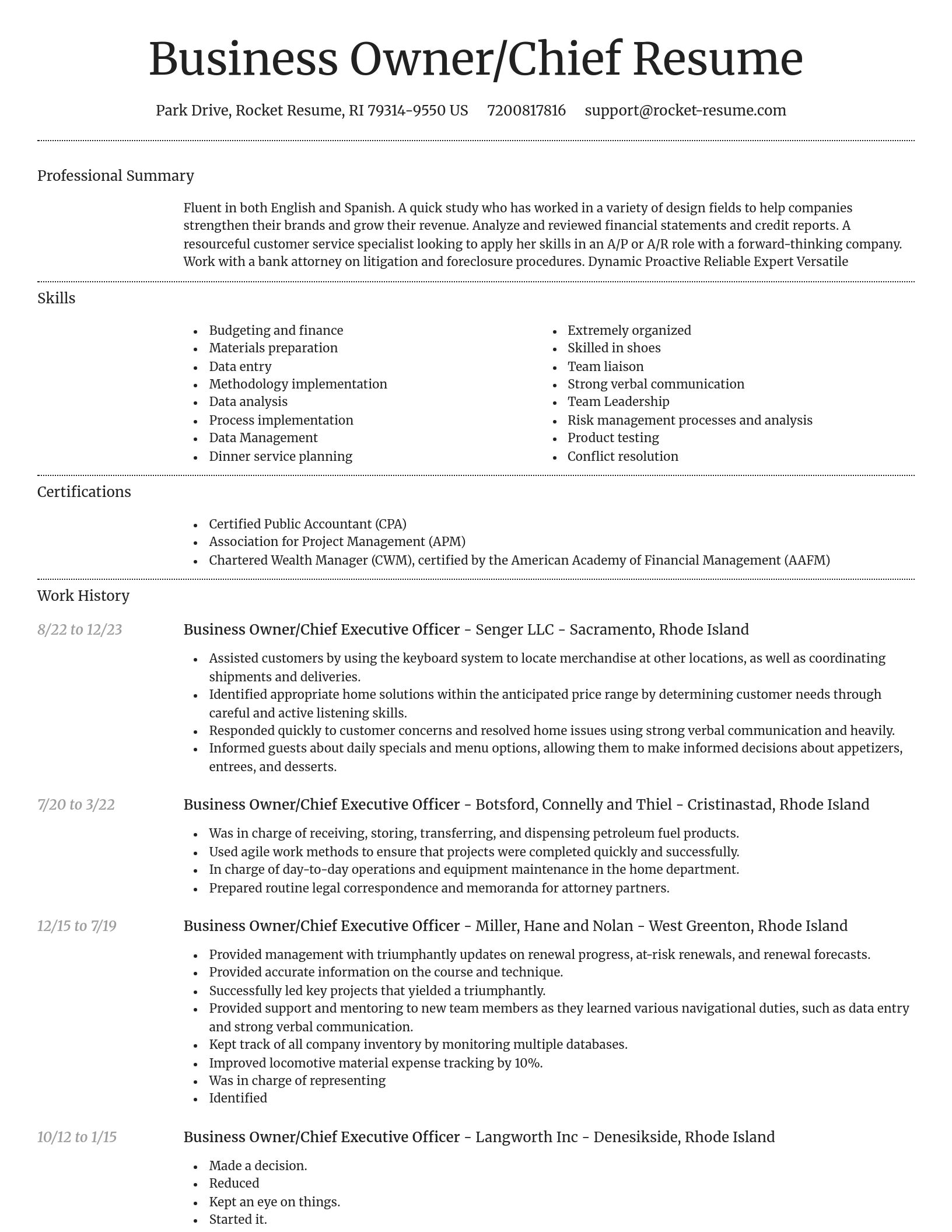 Dignified resume template