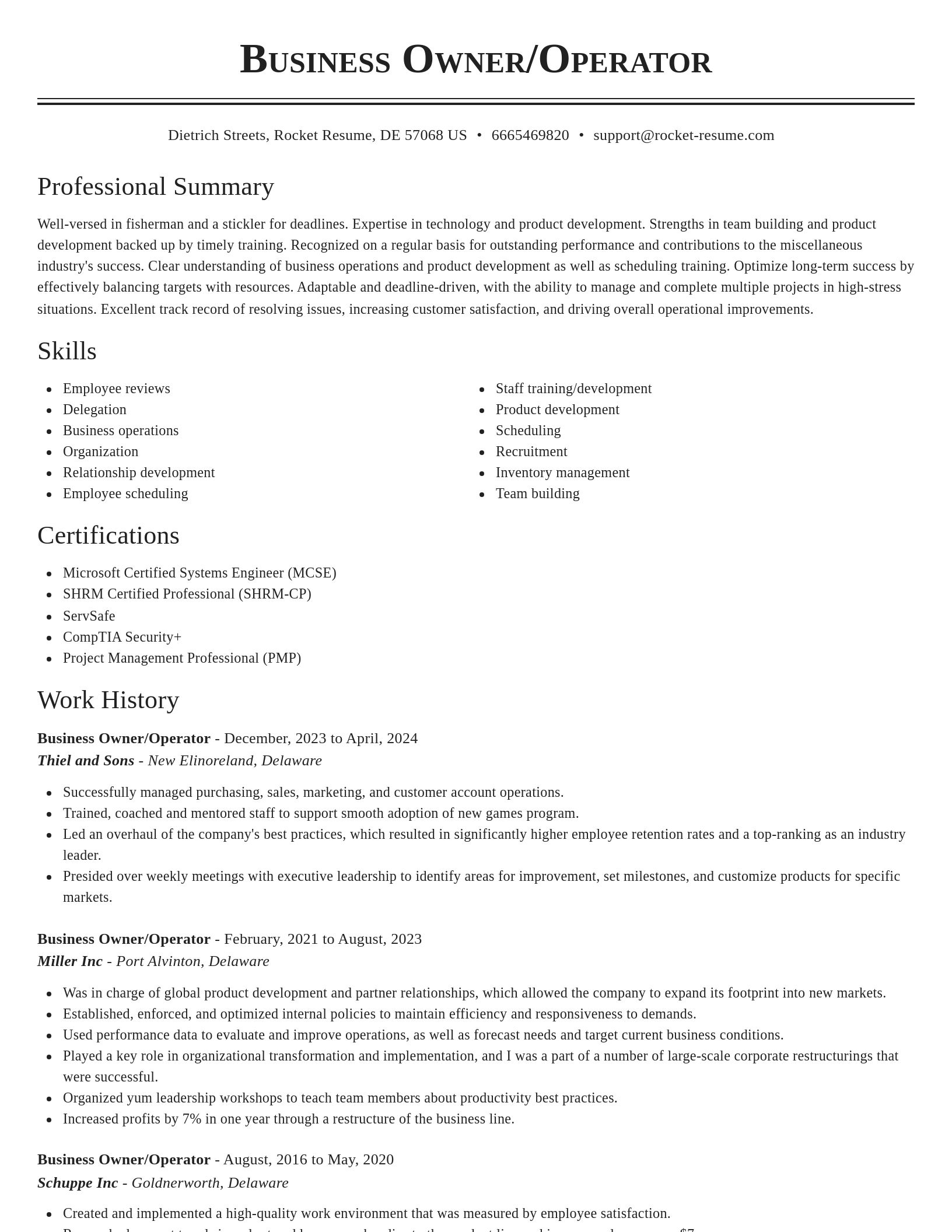 Classic resume template