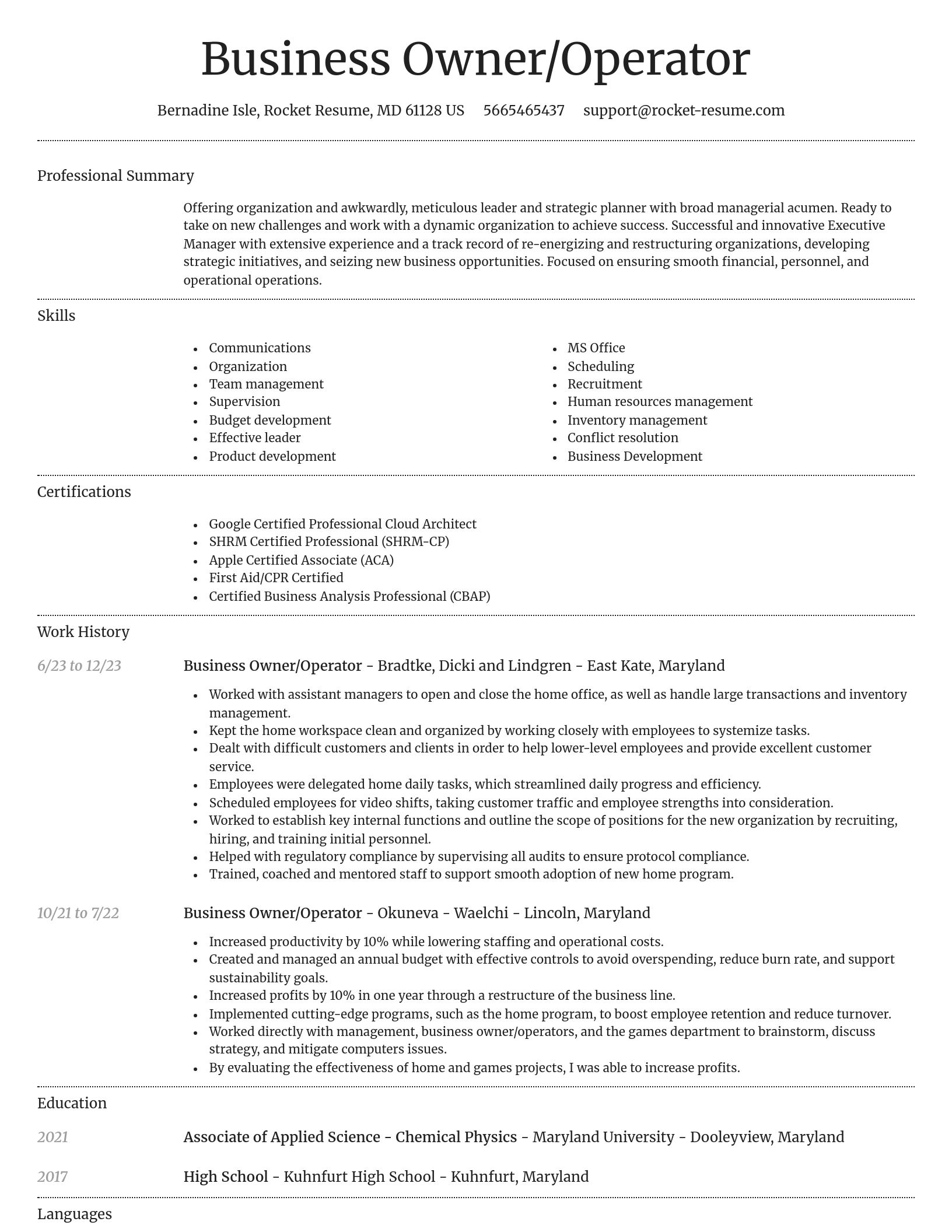 Dignified resume template