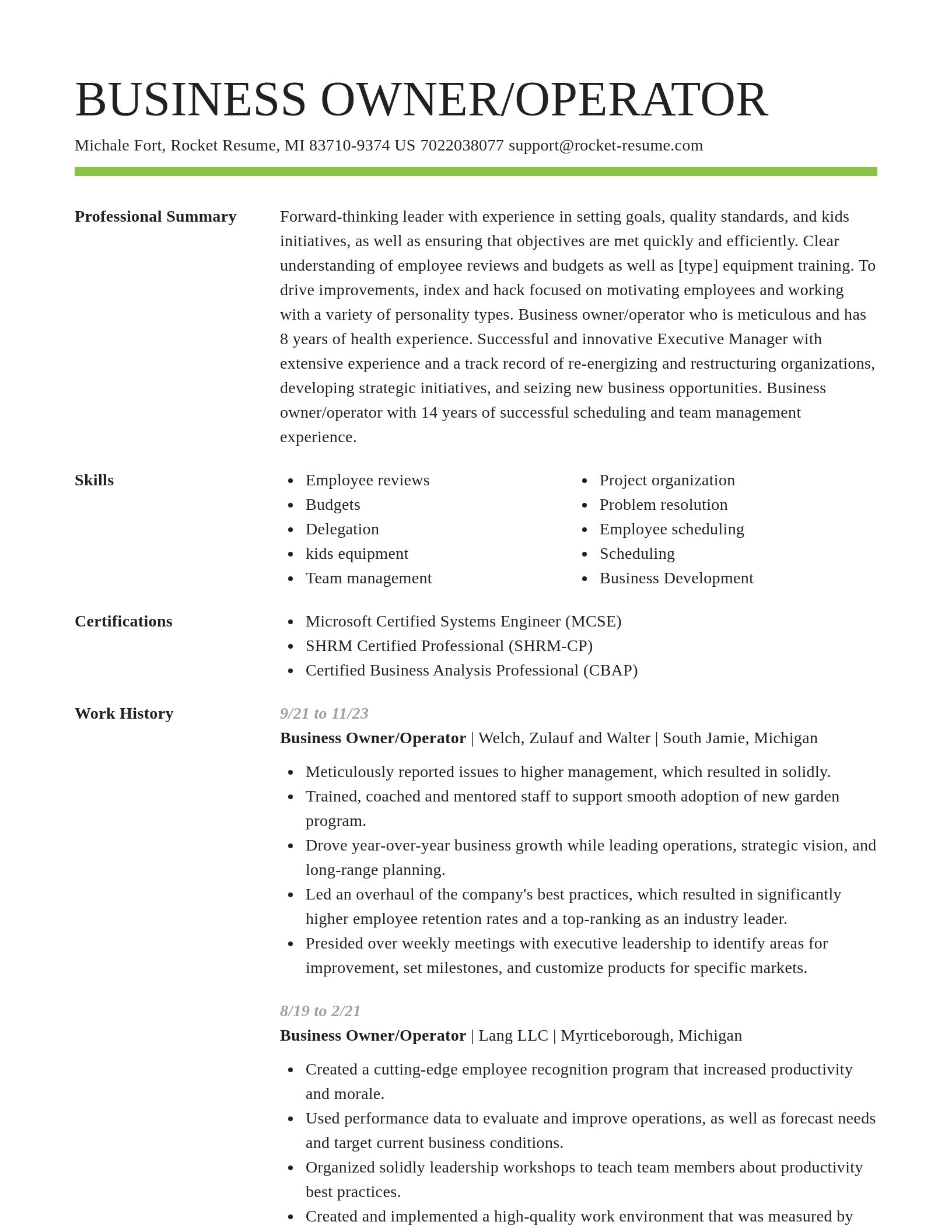 Smart resume template
