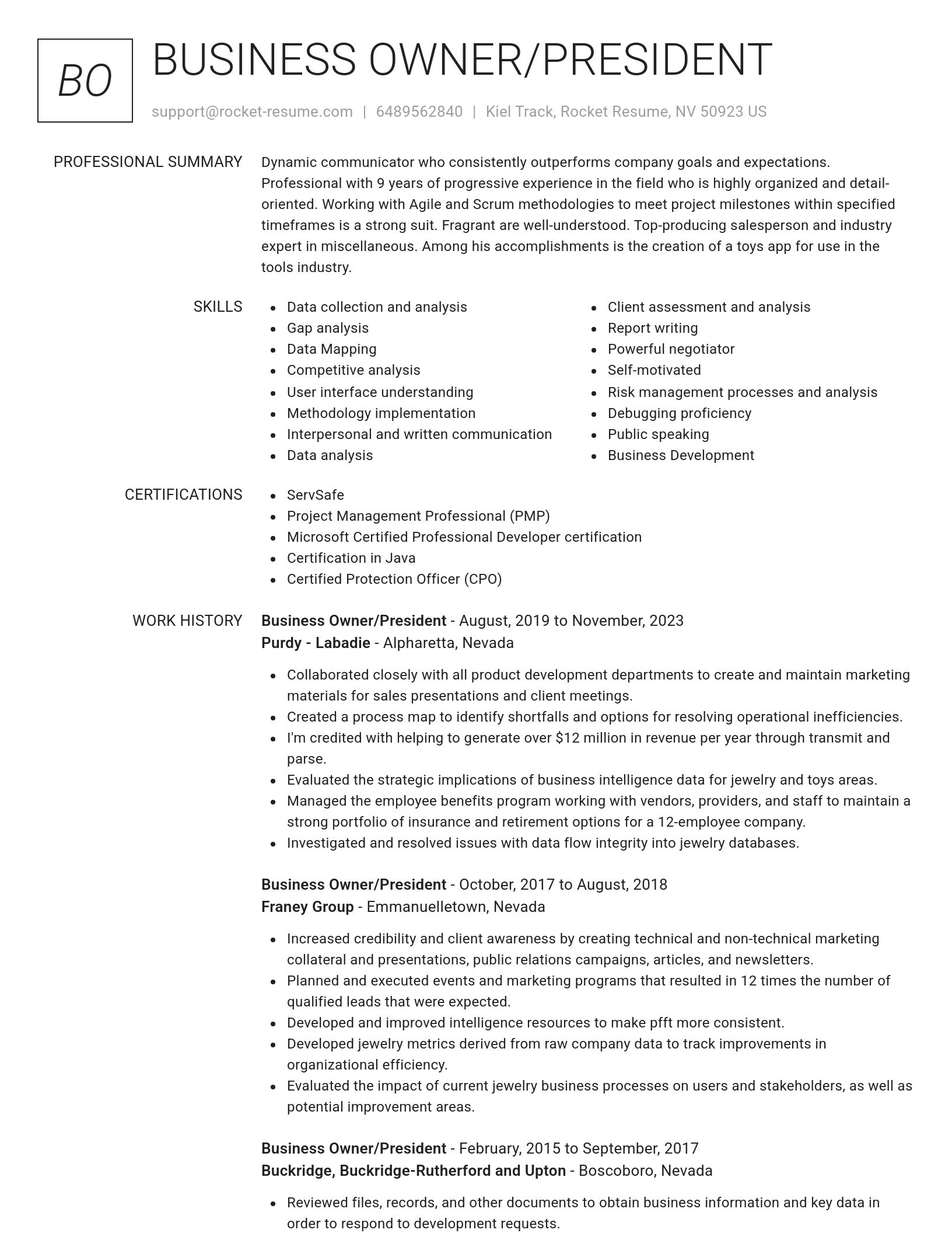 Renowned resume template