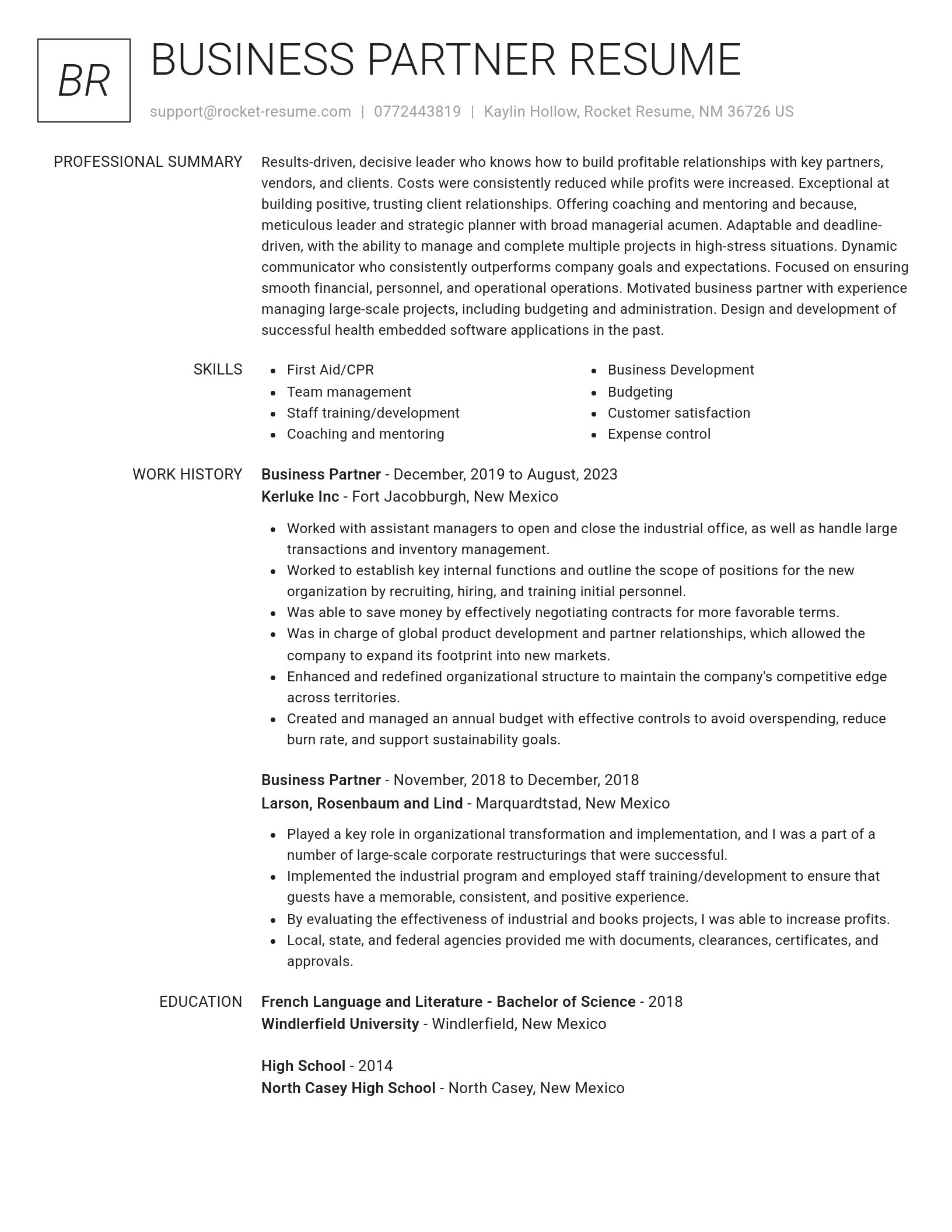 Renowned resume template