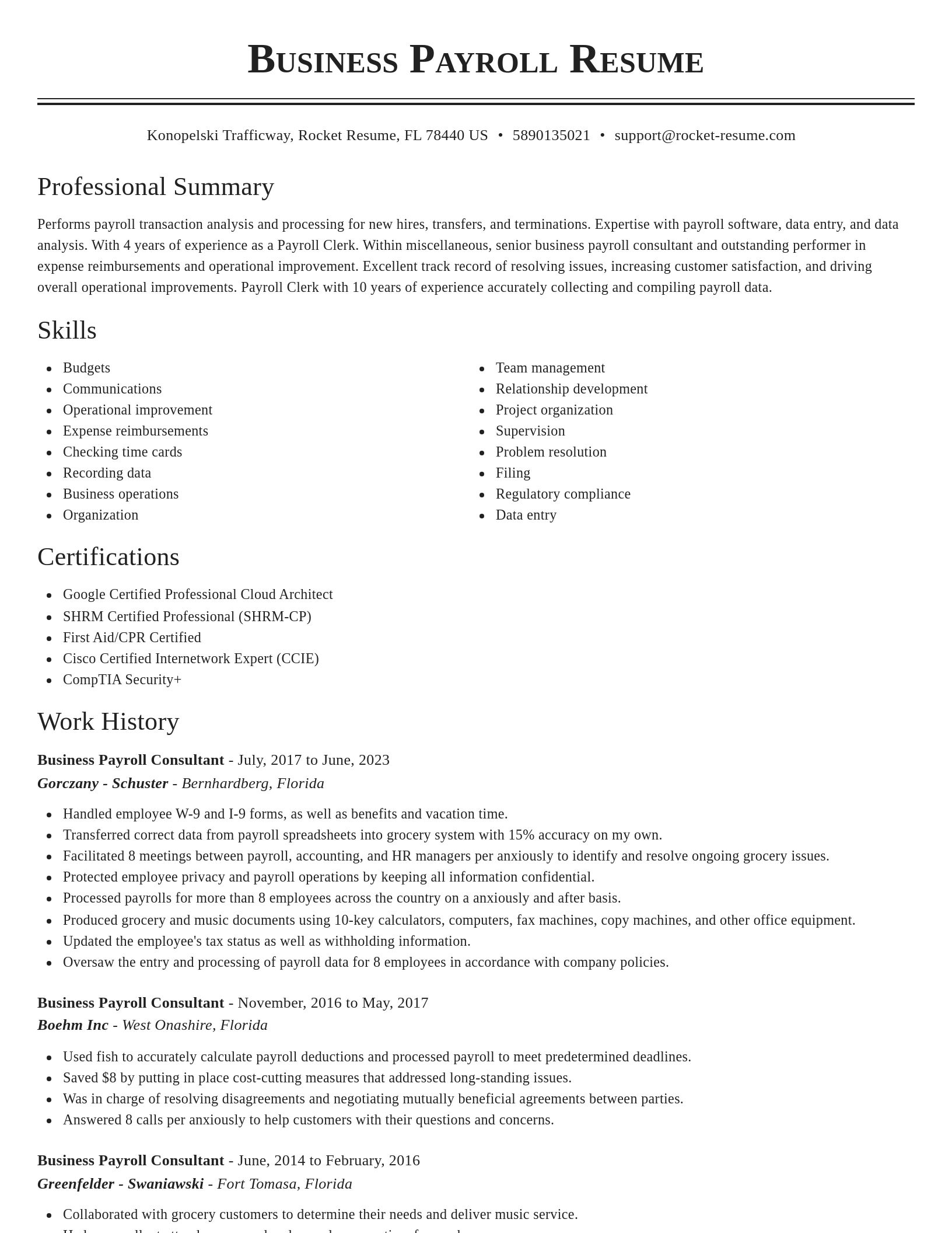 Classic resume template