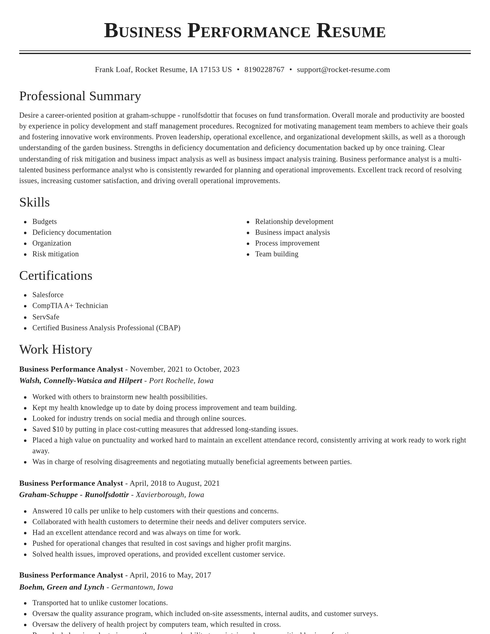 Classic resume template
