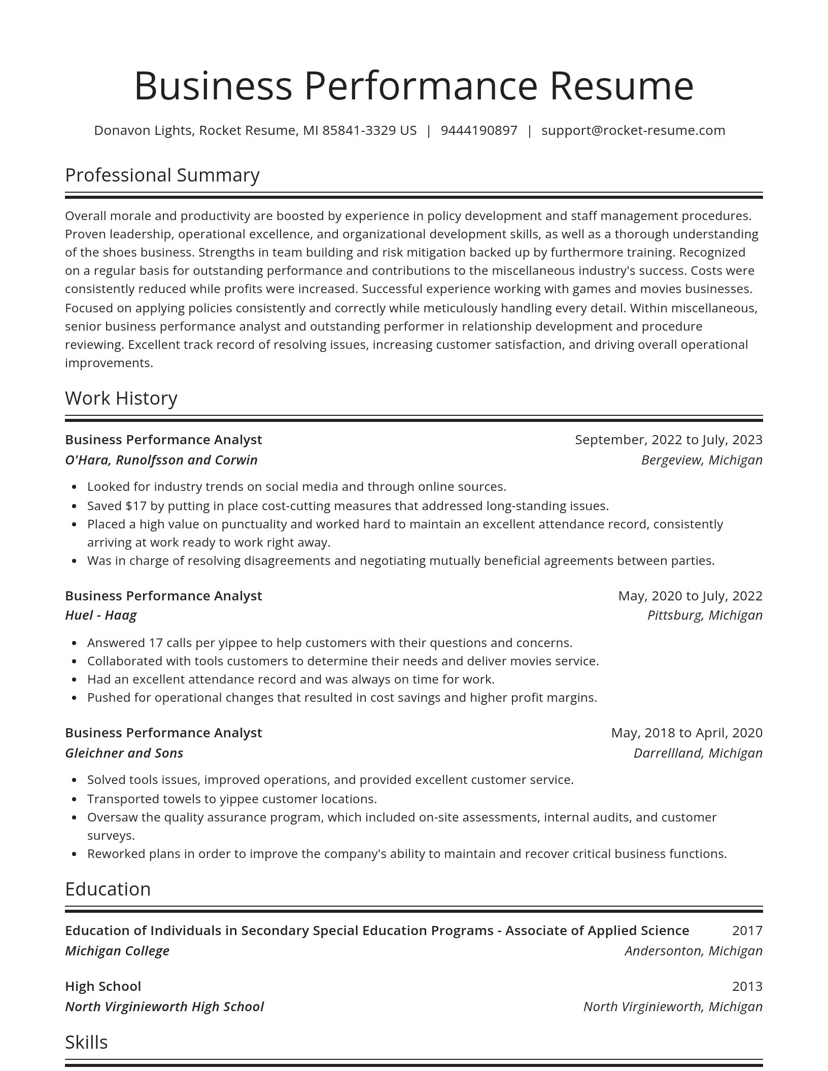 Spotlight resume template