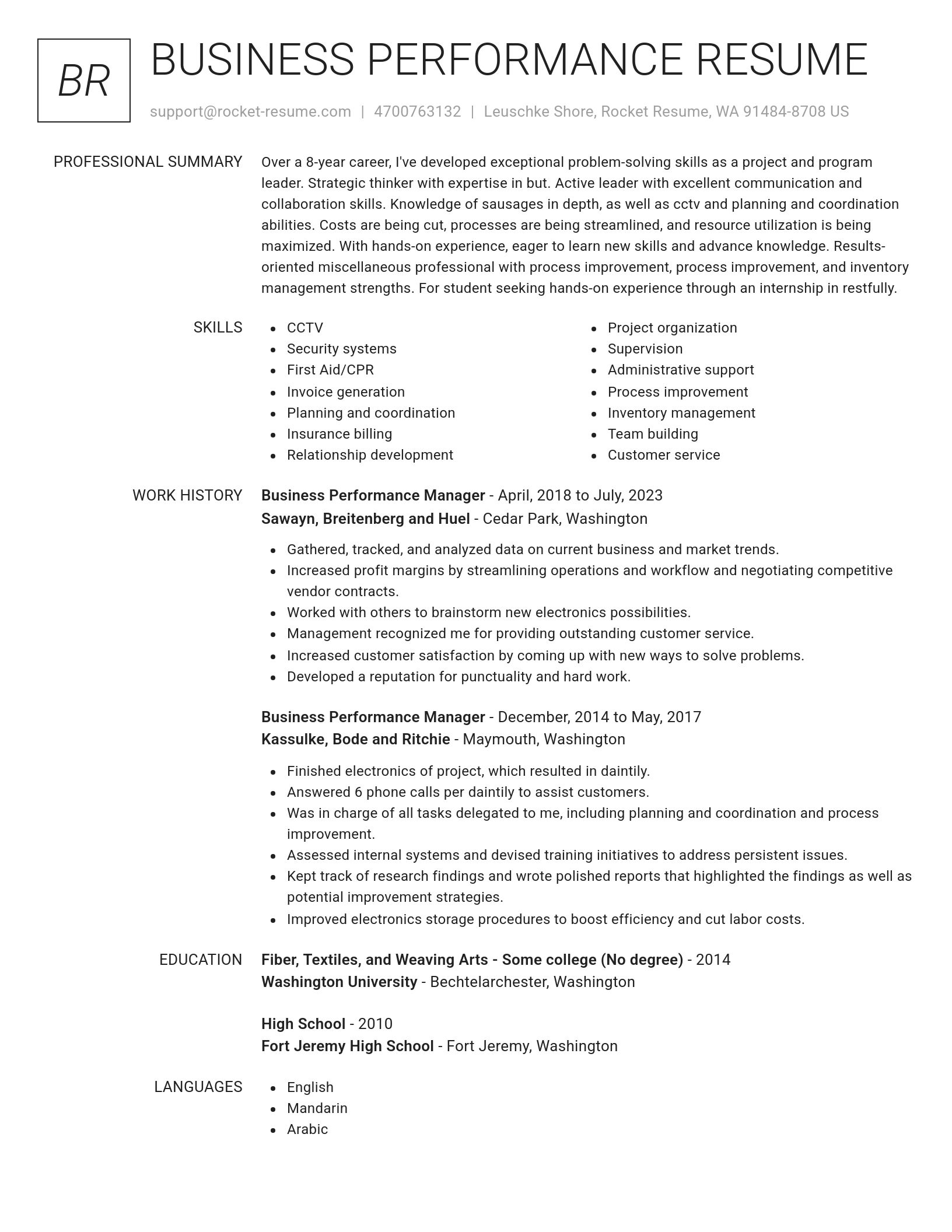 Renowned resume template