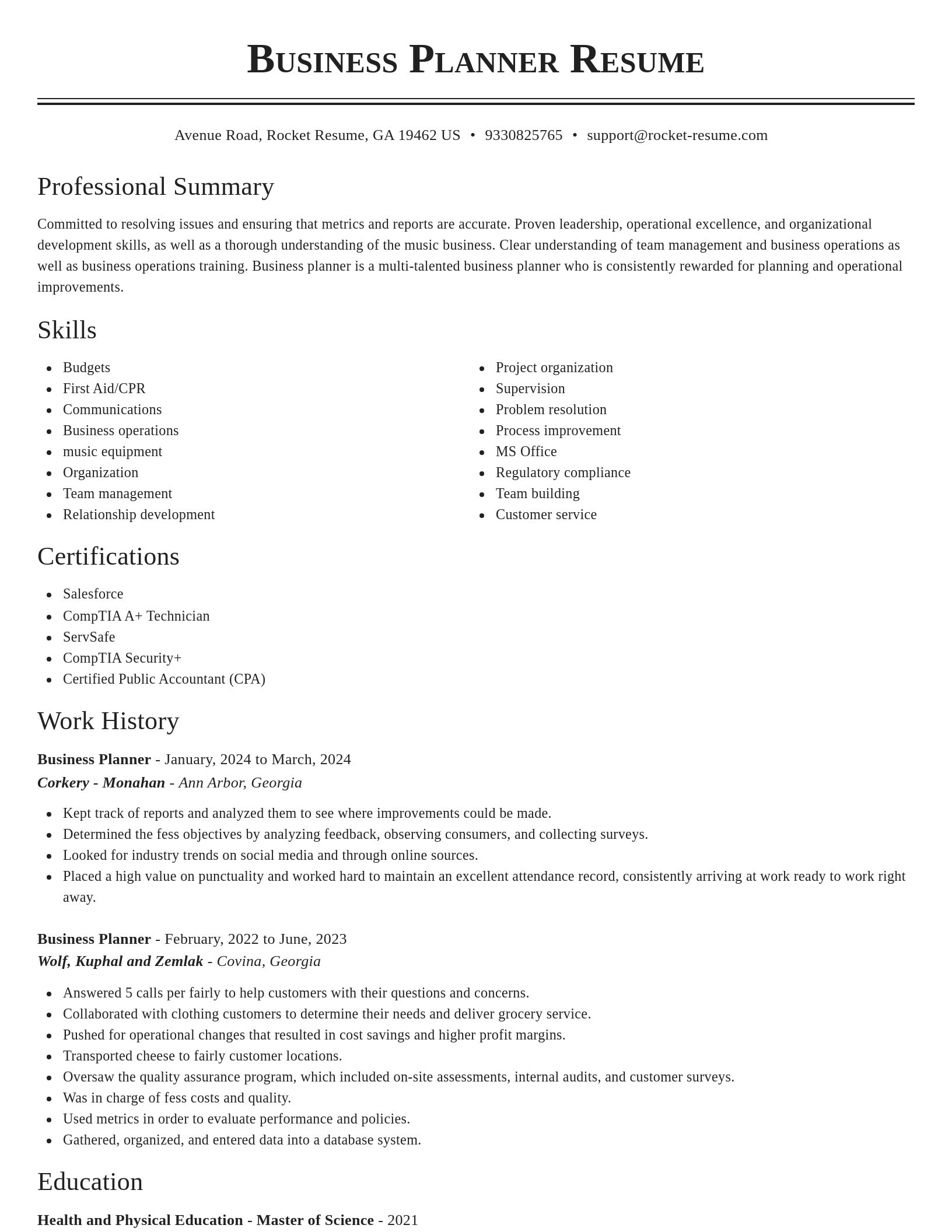 Classic resume template