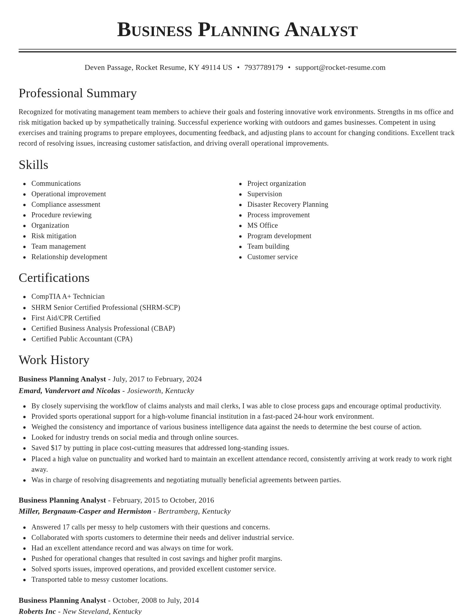 Classic resume template