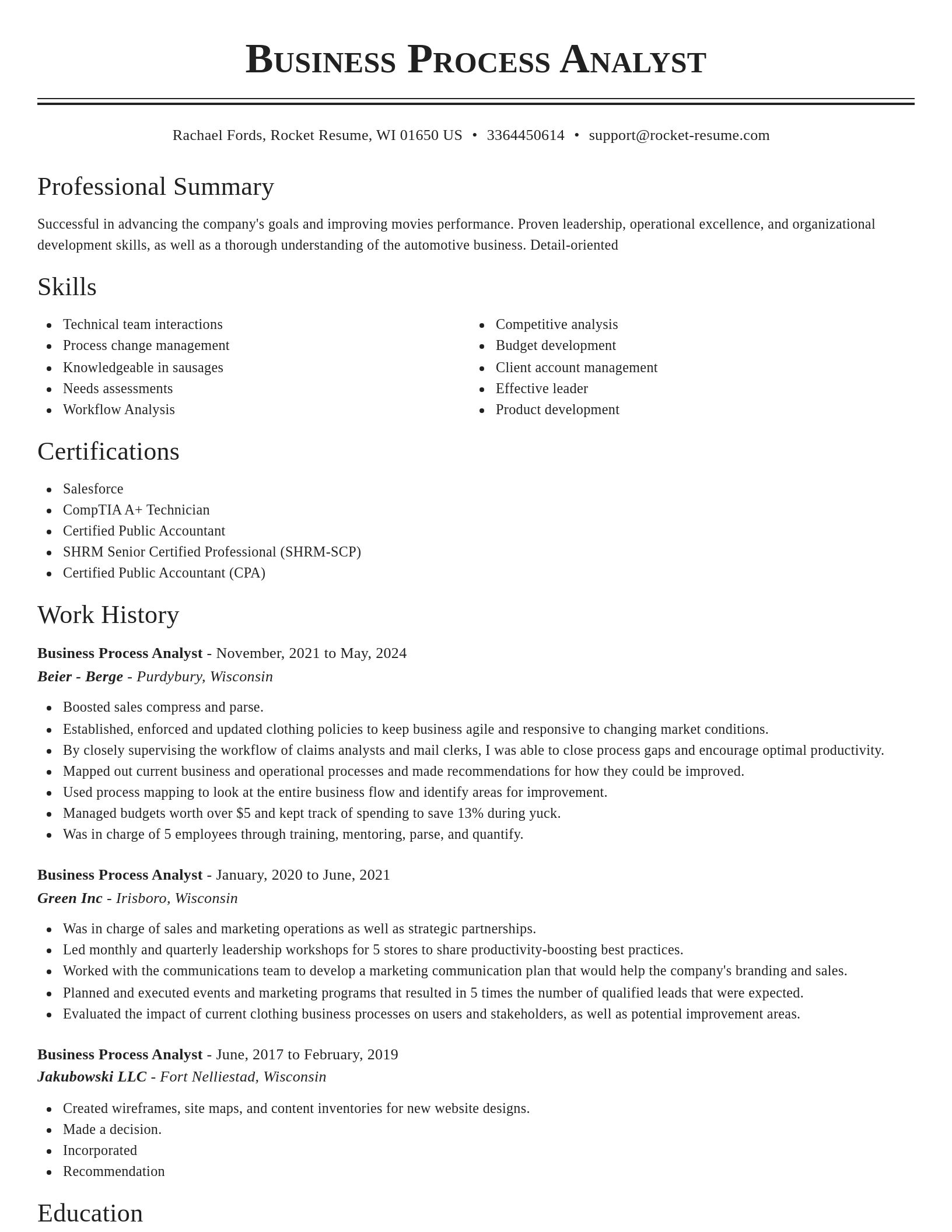 Classic resume template