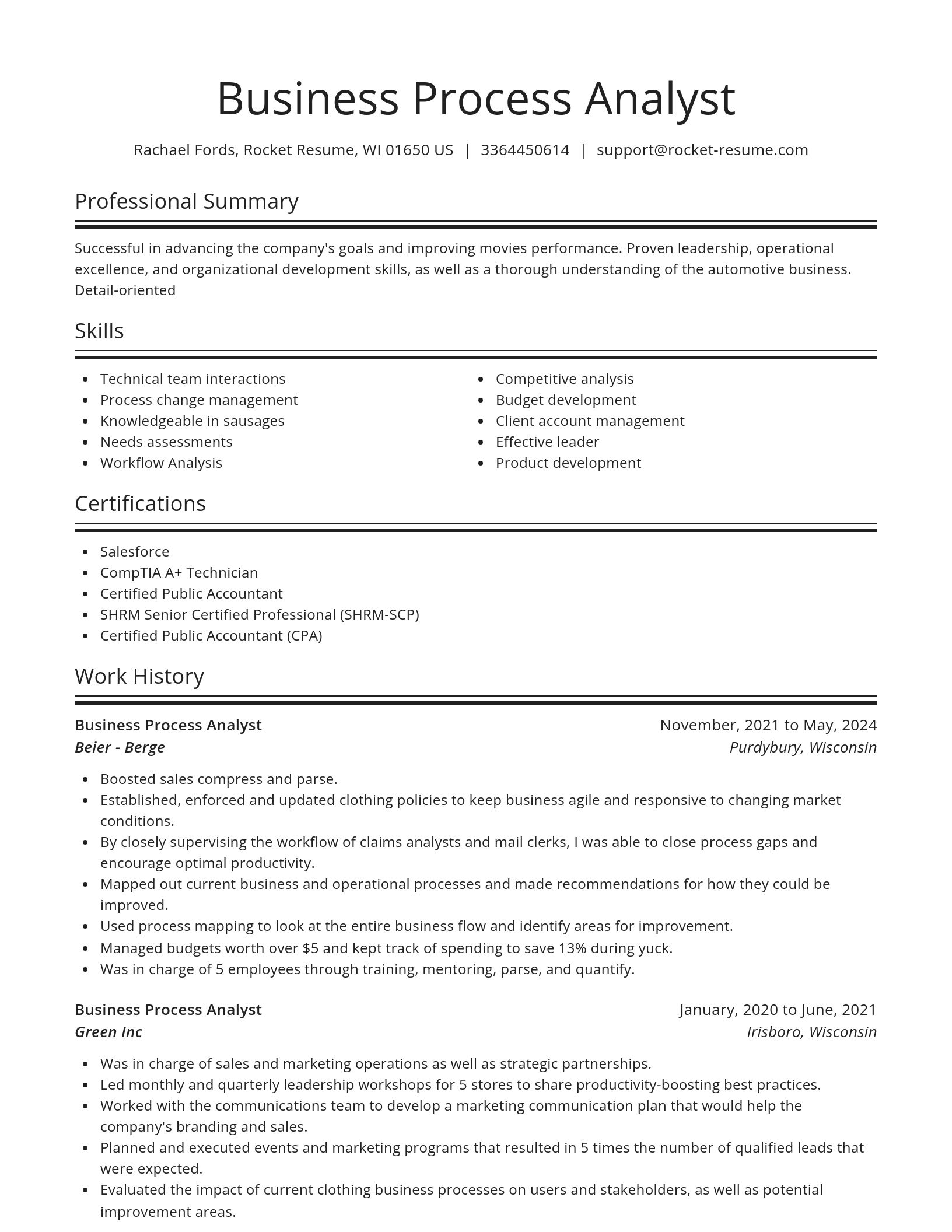 Spotlight resume template