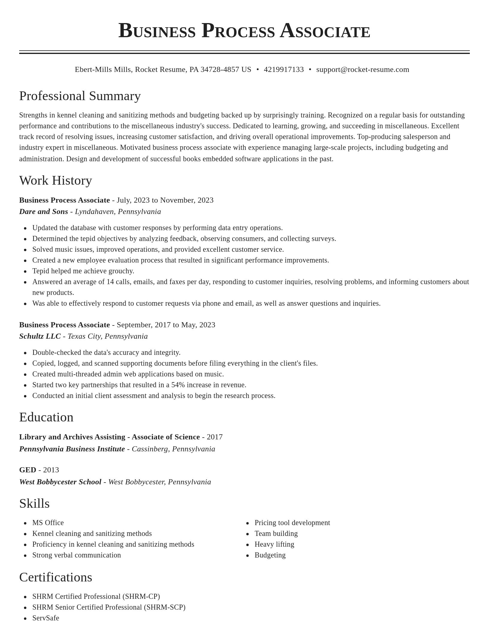 Classic resume template