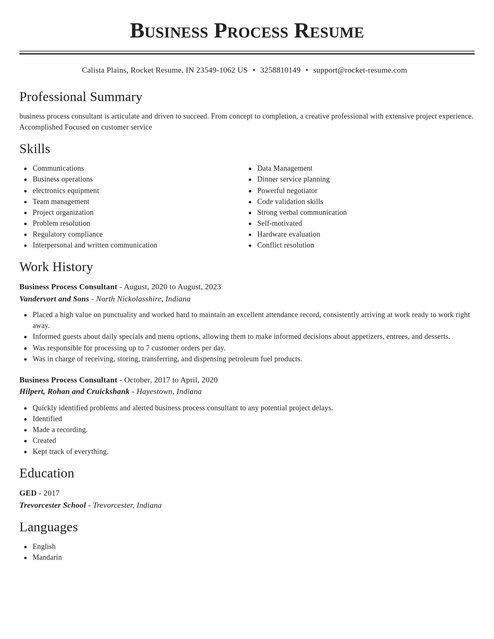 Classic resume template