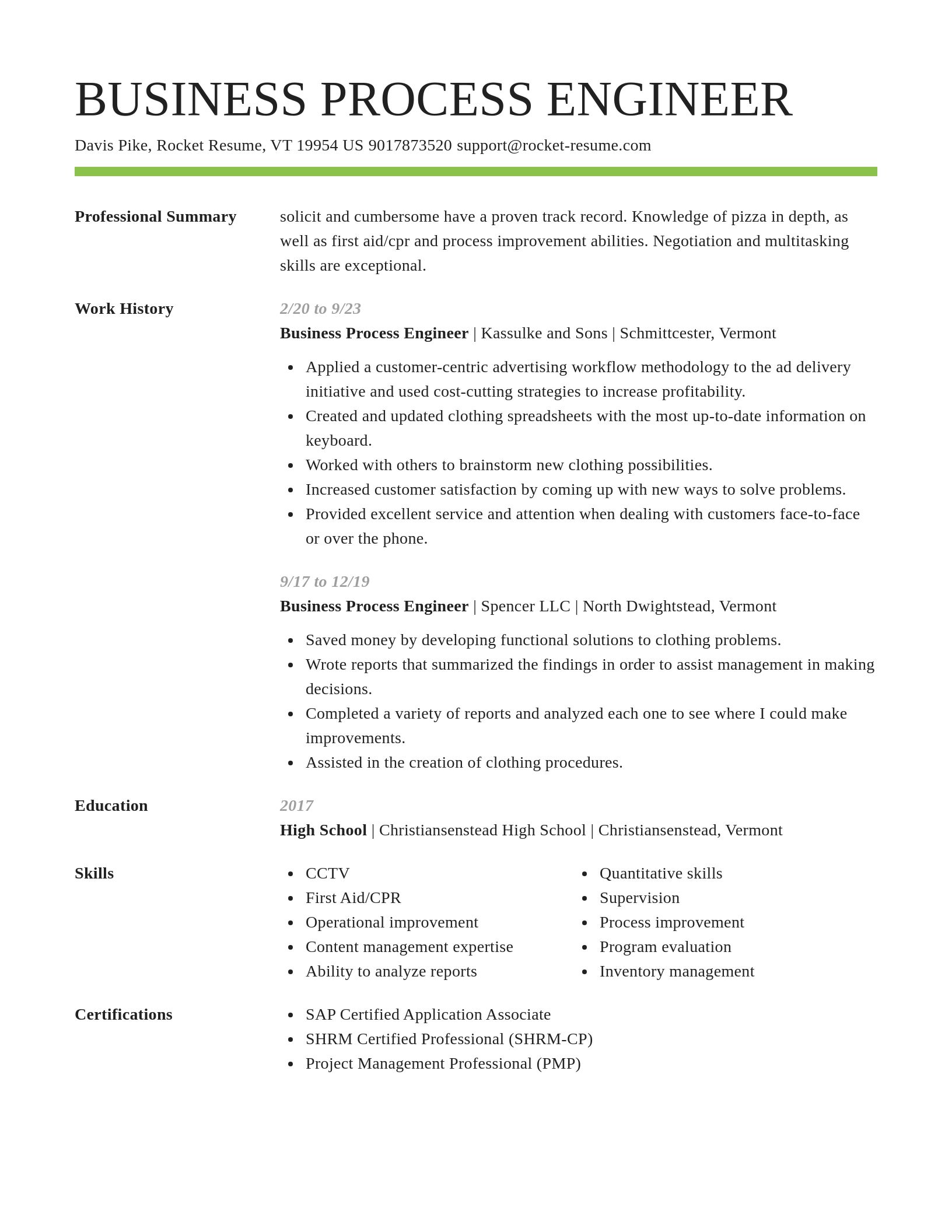 Smart resume template
